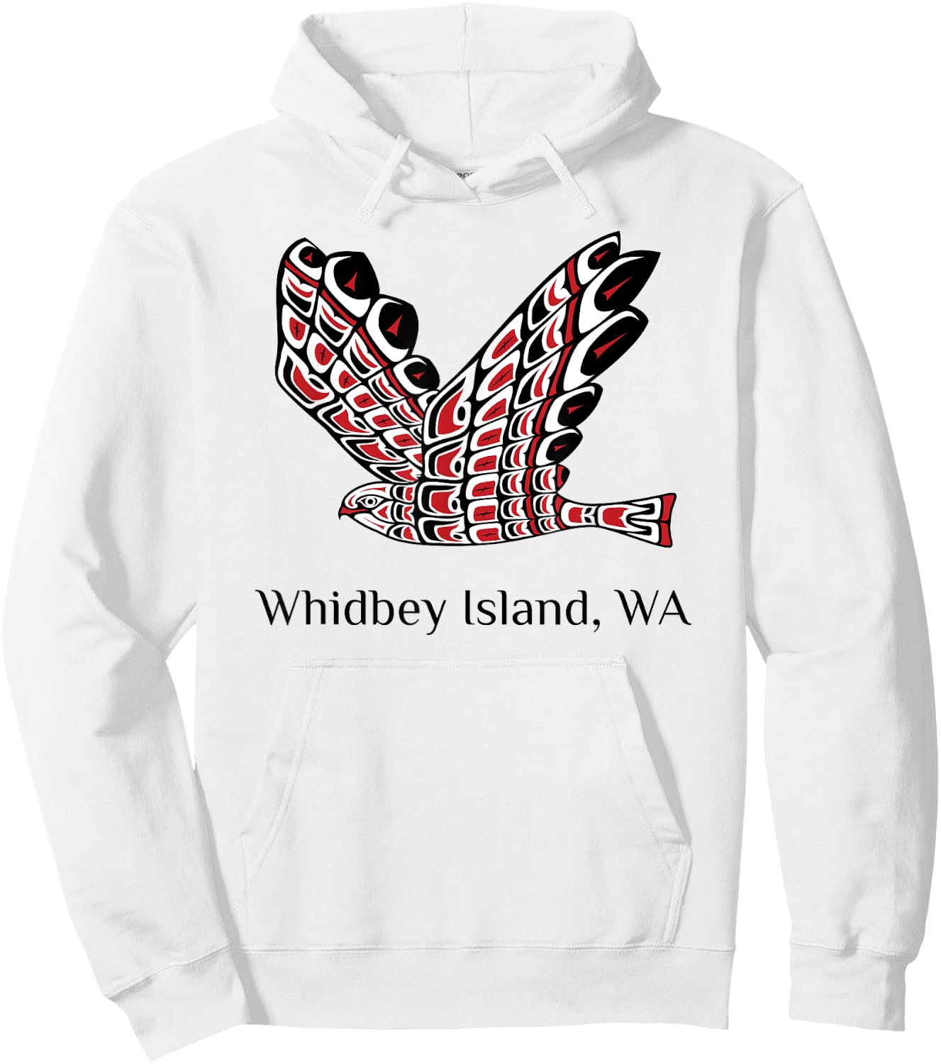 Whidbey Island Washington Red Tail Hawk PNW Native American Hoodie - Hoodie | White