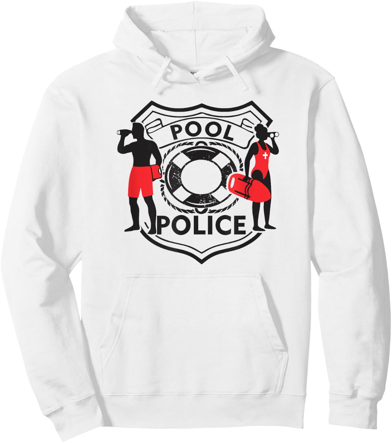 Pool Police, Lifeguard, Funny Pool, Security Hoodie - Hoodie | White