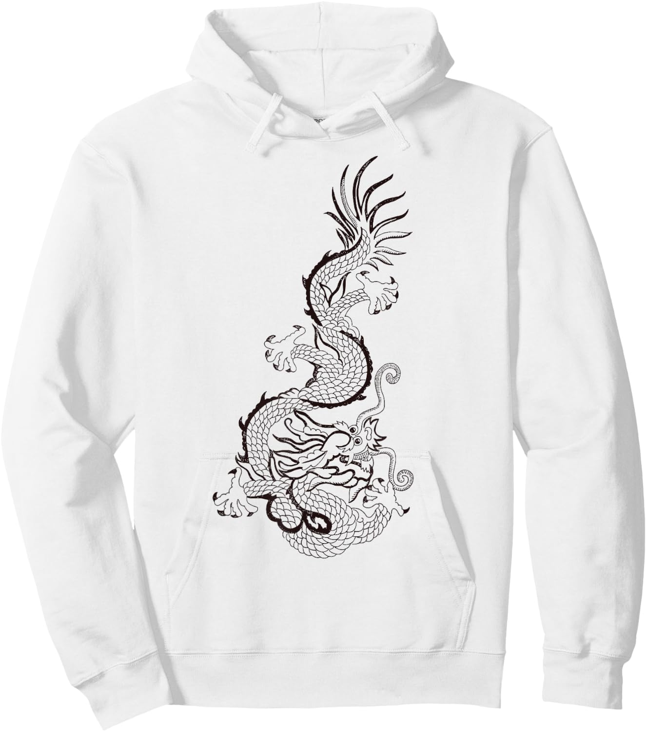 Traditional Korean Dragon Drawing Hoodie - Hoodie | White