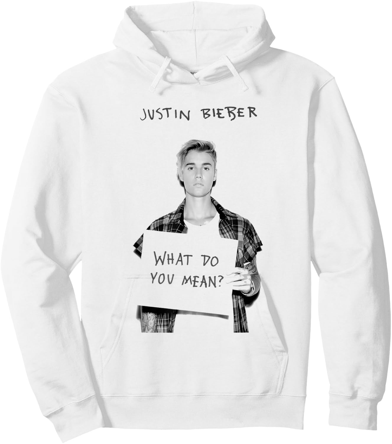 Justin Bieber Official What Do You Mean Single Cover B&W Hoodie - Hoodie | White