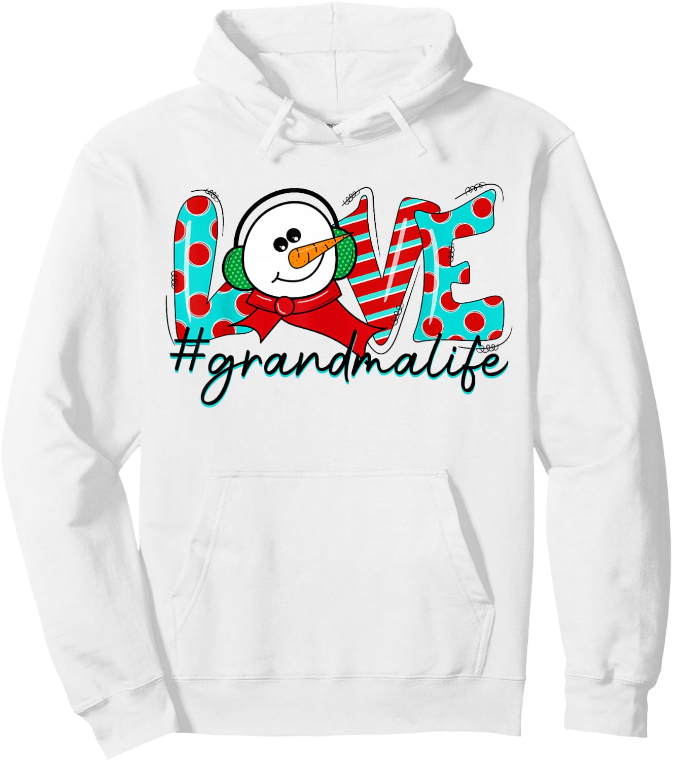 Love Grandma Life Christmas Grandma Xmas Pajama Snowman Hoodie - Hoodie | White