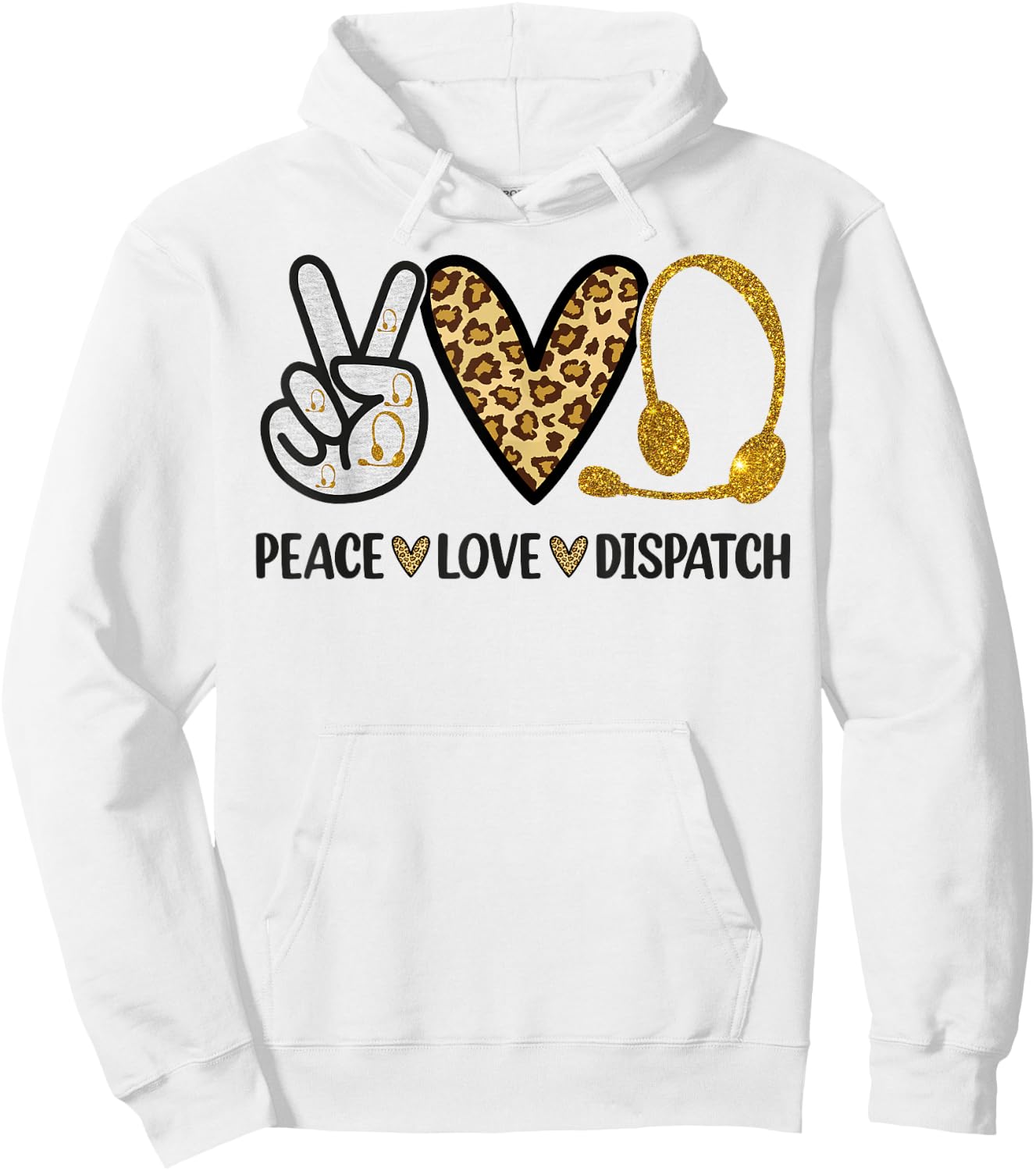 911 Dispatcher Peace Love Dispatch Operator EMS Hoodie - Hoodie | White