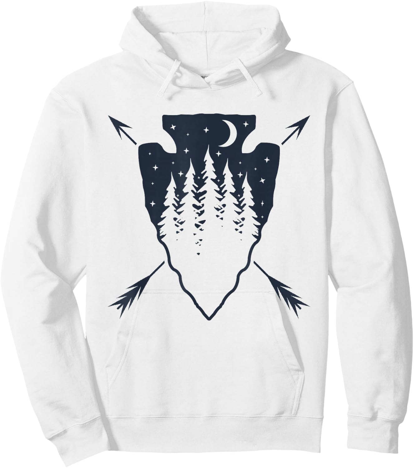 Arrowhead Hunting Pine Tree Moon Scenery Arrowhead Hunter Hoodie - Hoodie | White