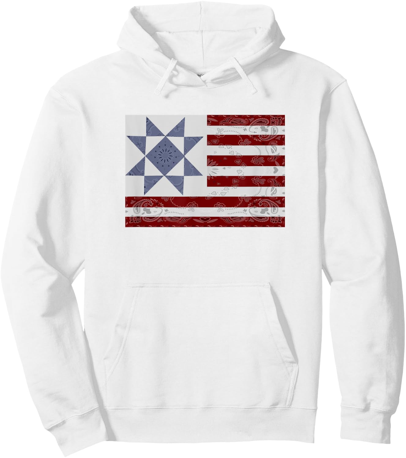 Barn Quilt Shirt July 4th shirt gifts Vintage USA Flag Hoodie - Hoodie | White