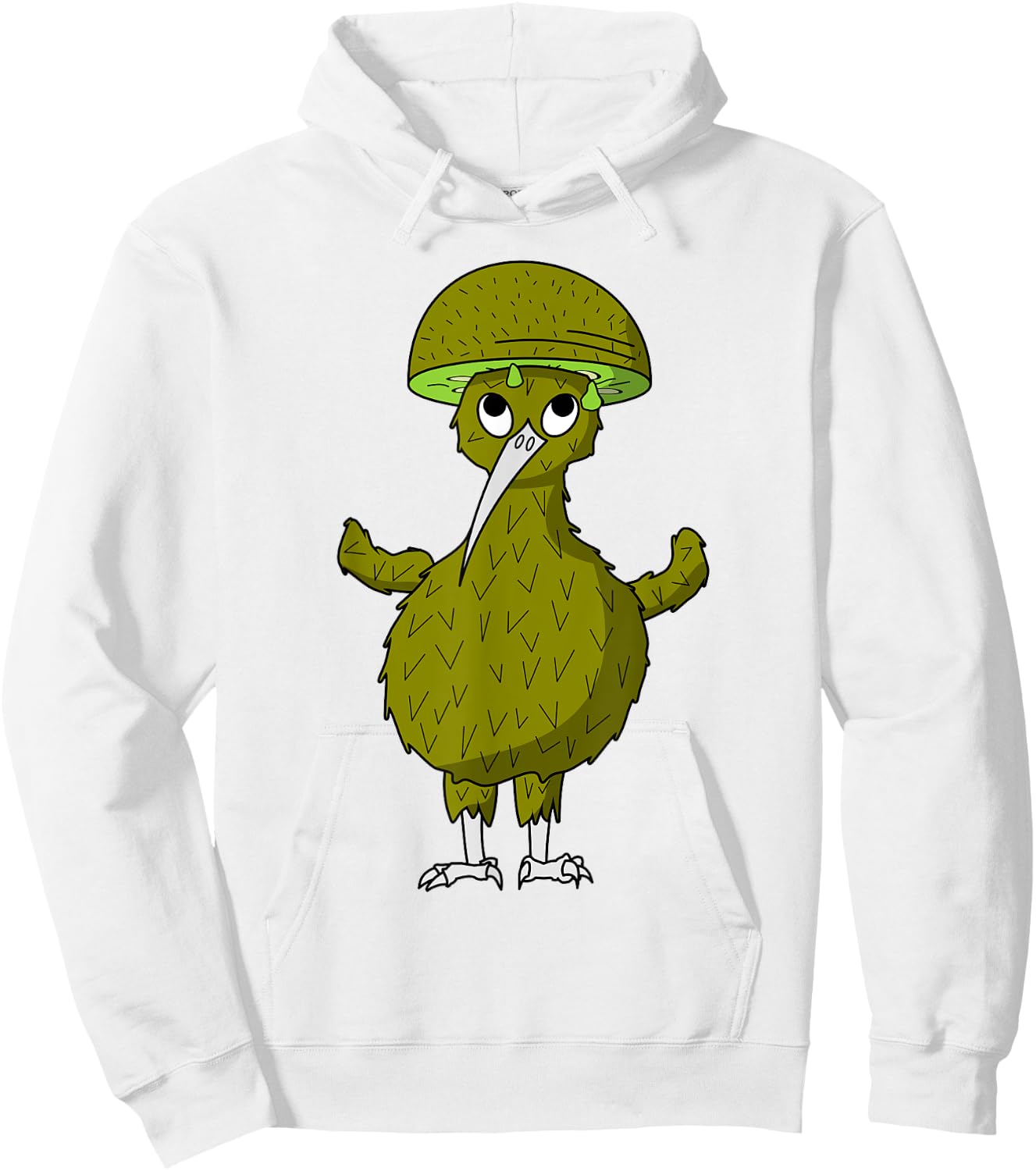 Kiwi Bird with Kiwi Fruit as Hat Hoodie - Hoodie | White