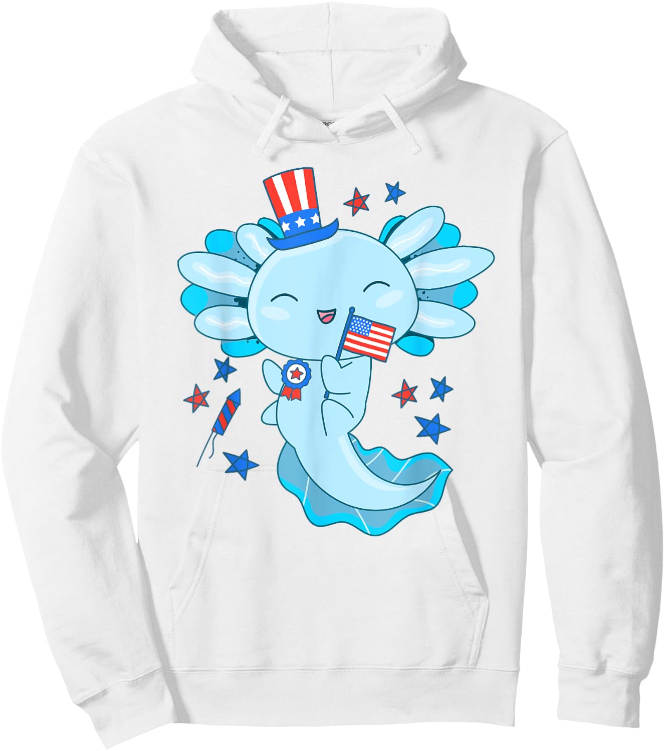 American Axolotl 4th Of July US Flag Patriotic Axolotl USA Hoodie - Hoodie | White