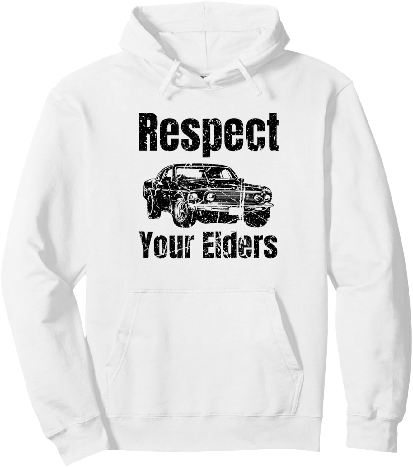 Funny Car - Vintage Respect Your Elders Classic Muscle Car Hoodie - Hoodie | White