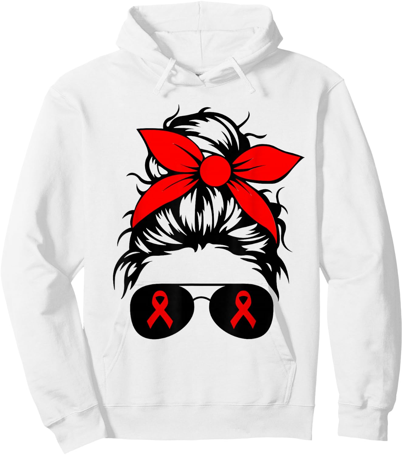 We Wear Red For Red Ribbon Week Awareness Messy Bun Gifts Hoodie - Hoodie | White