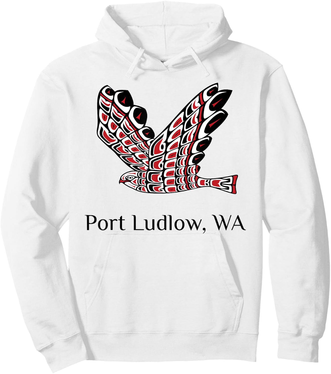 Port Ludlow WA Red Tail Hawk Native American Indian Hoodie - Hoodie | White