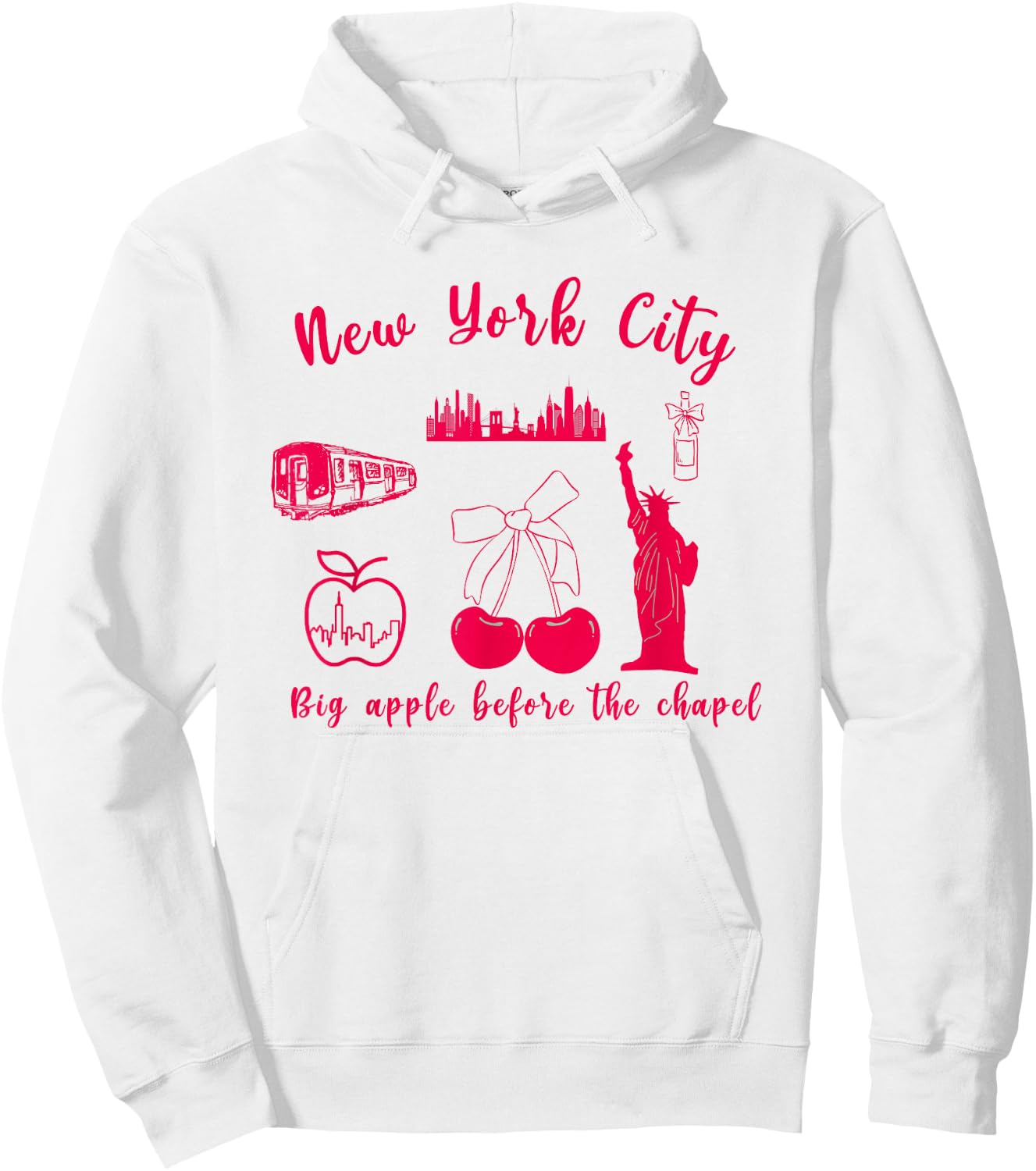 New York City Luxury Bachelorette Cherry Coquette Bridesmaid Hoodie - Hoodie | White