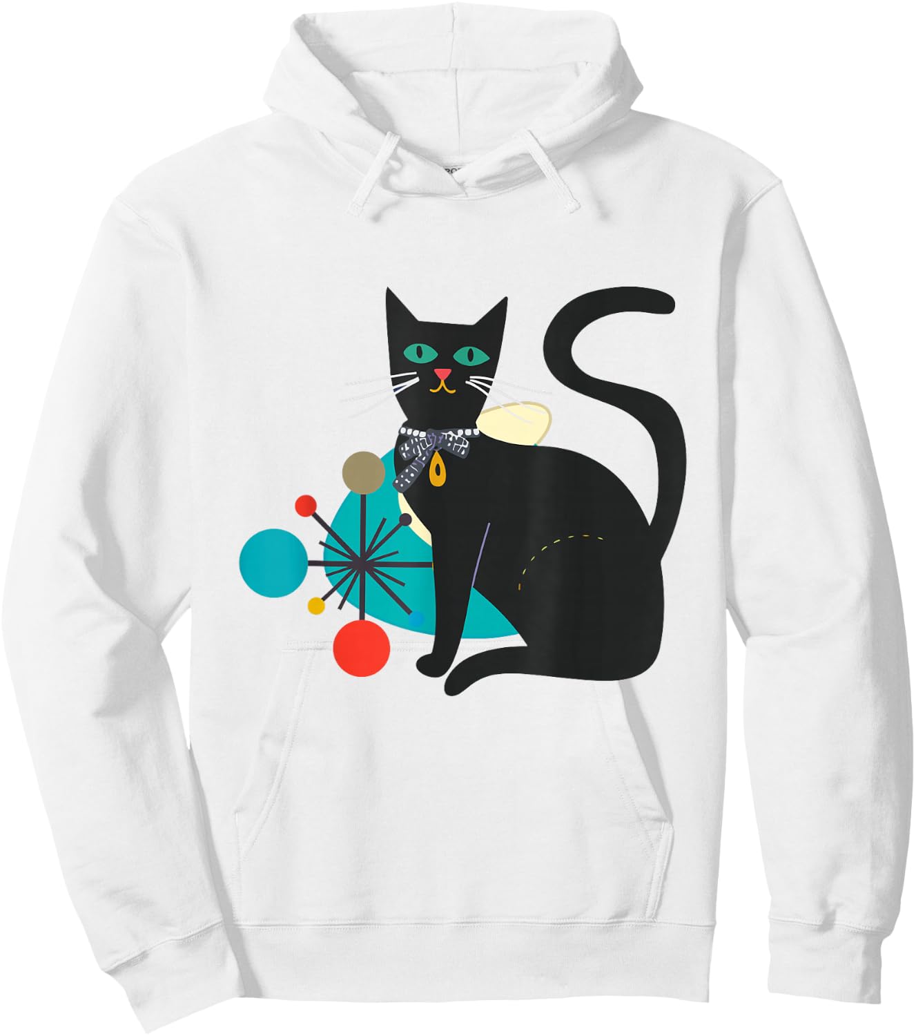 Cat Retro Midcentury Atomic Age Feline Mid Century Hoodie - Hoodie | White