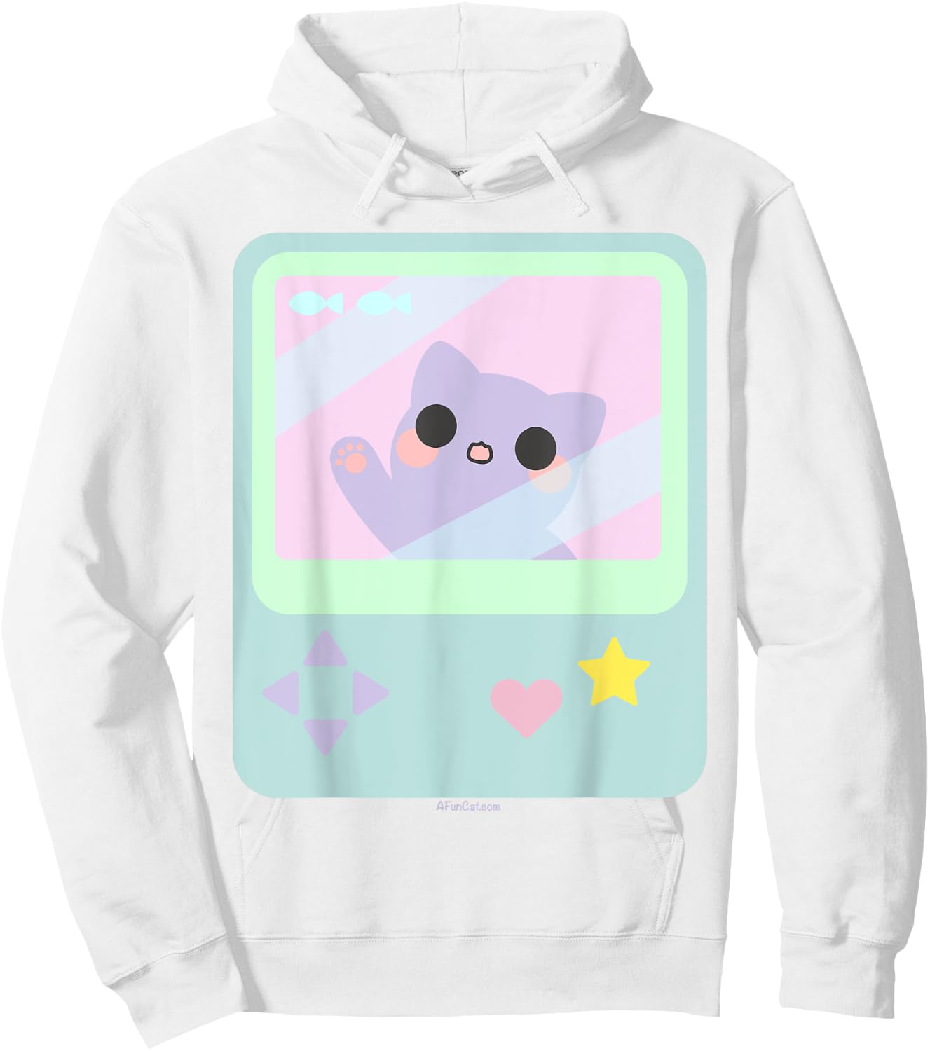 Super Kawaii Gamer Cat kitty Pastel Anime Inspired Women Girls Kids Hoodie - Hoodie | White