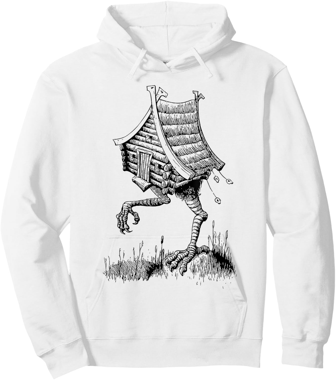 Walking House on Chicken Legs Slavic folklore Baba Yaga Art Hoodie - Hoodie | White
