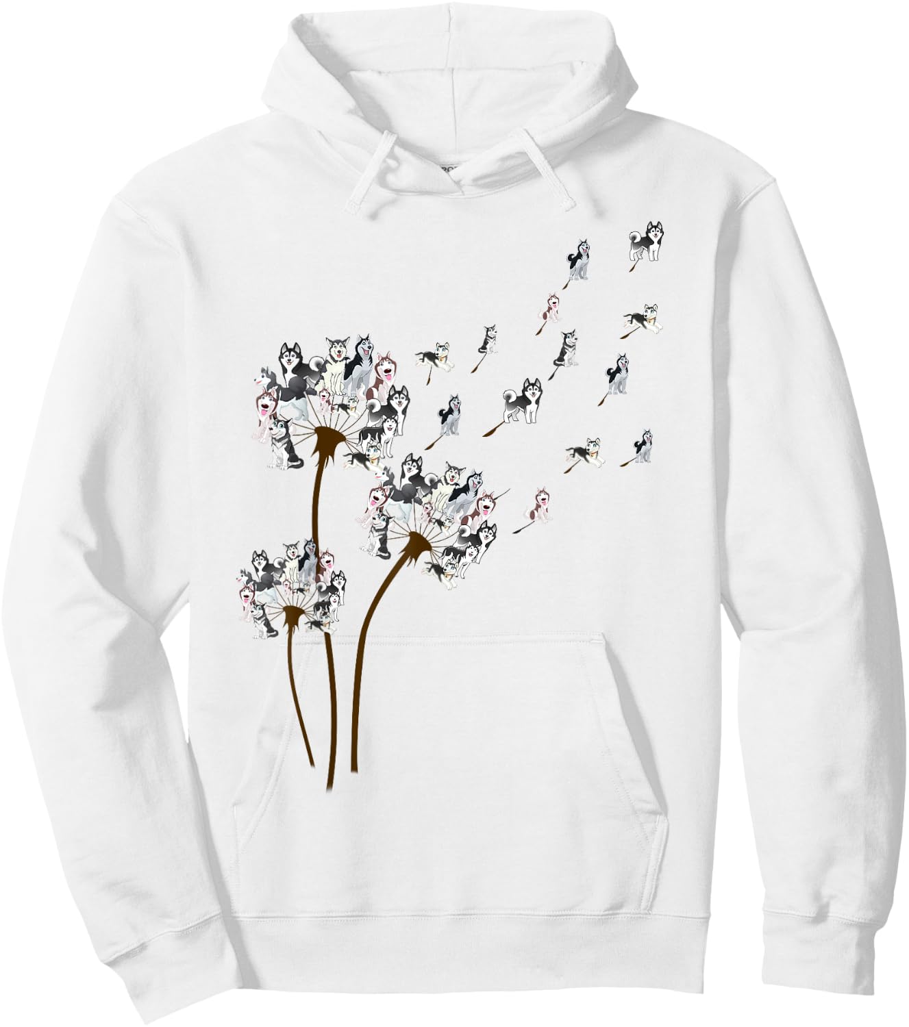 Husky Dandelion Funny Gift Dog Lovers Hoodie - Hoodie | White