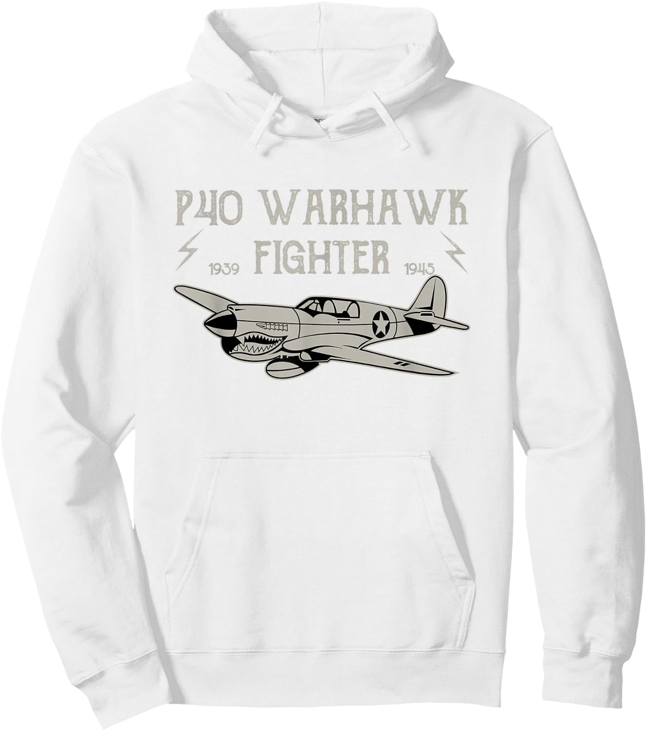 P-40 Warhawk WWII Aeroplane T Shirt Hoodie - Hoodie | White