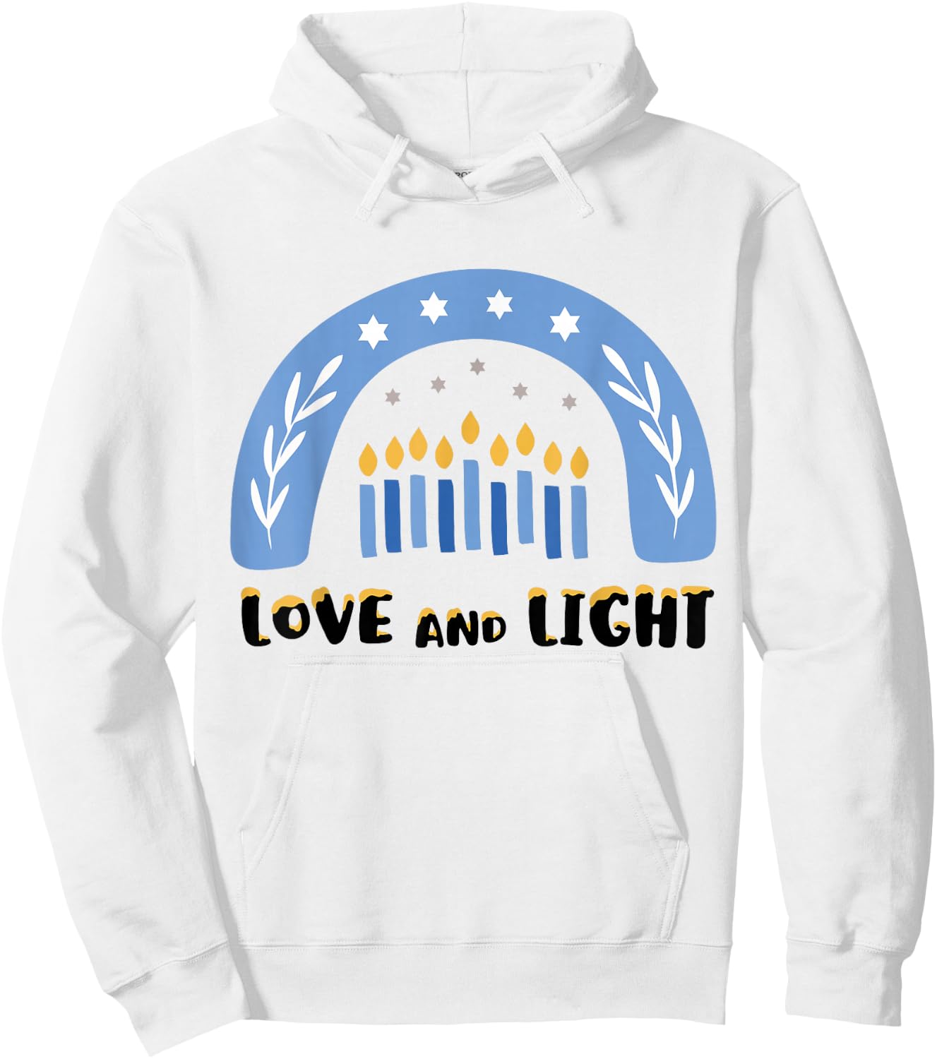 Love and Light Rainbow Hanukkah Shirt Jewish Chanukah Hoodie - Hoodie | White