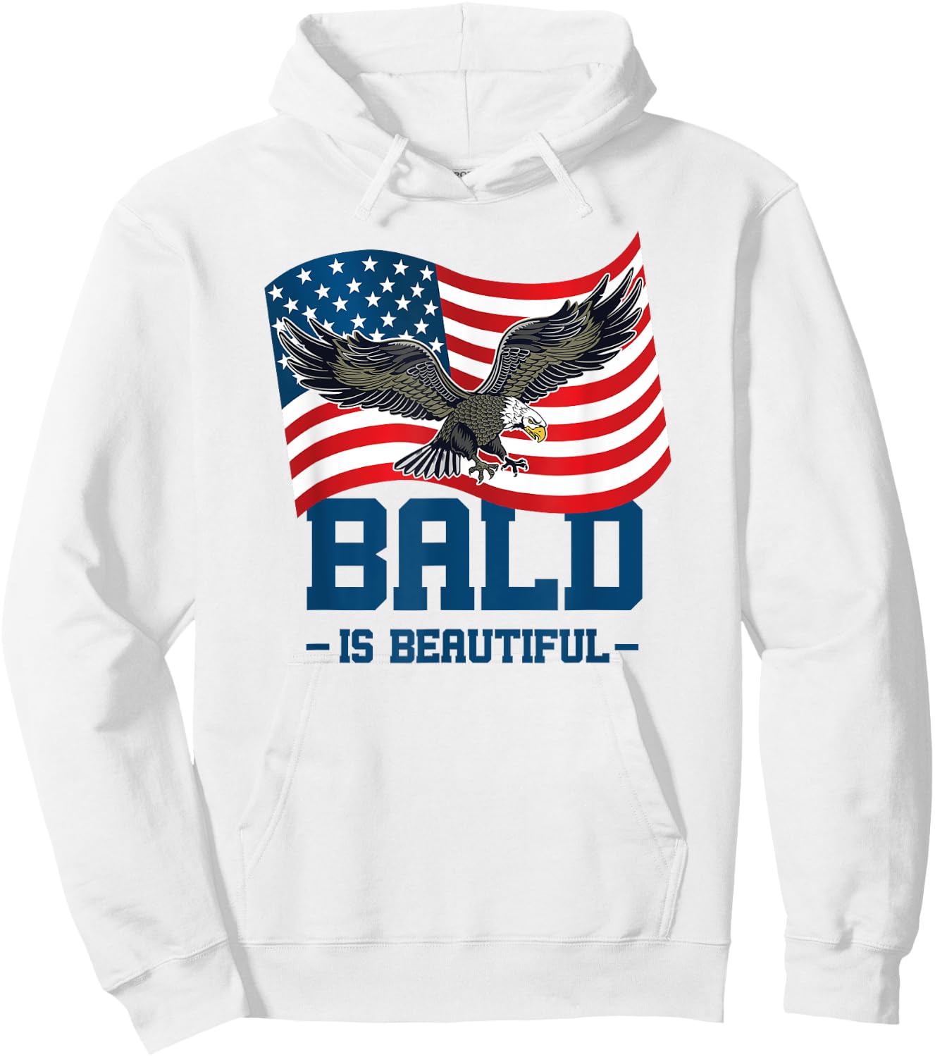 Bald Is Beautiful July 4th Eagle Patriotic American Flag USA Kids Men Hoodie - Hoodie | White