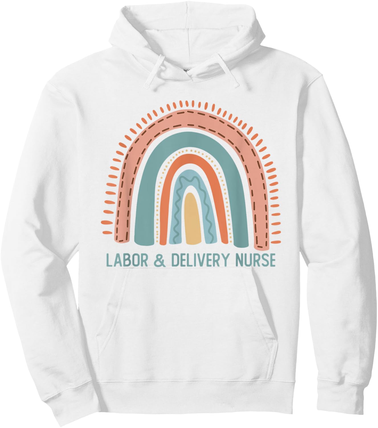 L&D Nurse Pastel Rainbow Labor and Delivery Nurse Hoodie - Hoodie | White