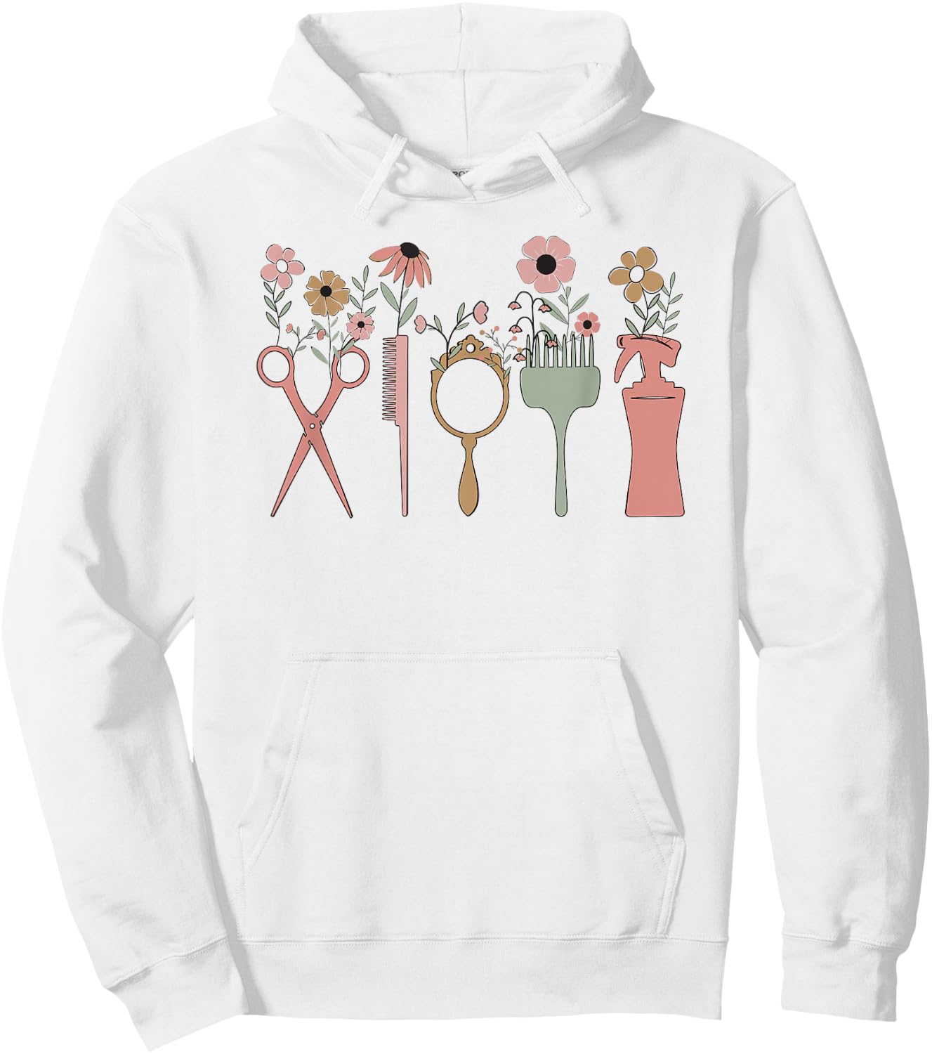 Hair Stylist Hairdresser Salon Men Women Groovy Retro Floral Hoodie - Hoodie | White