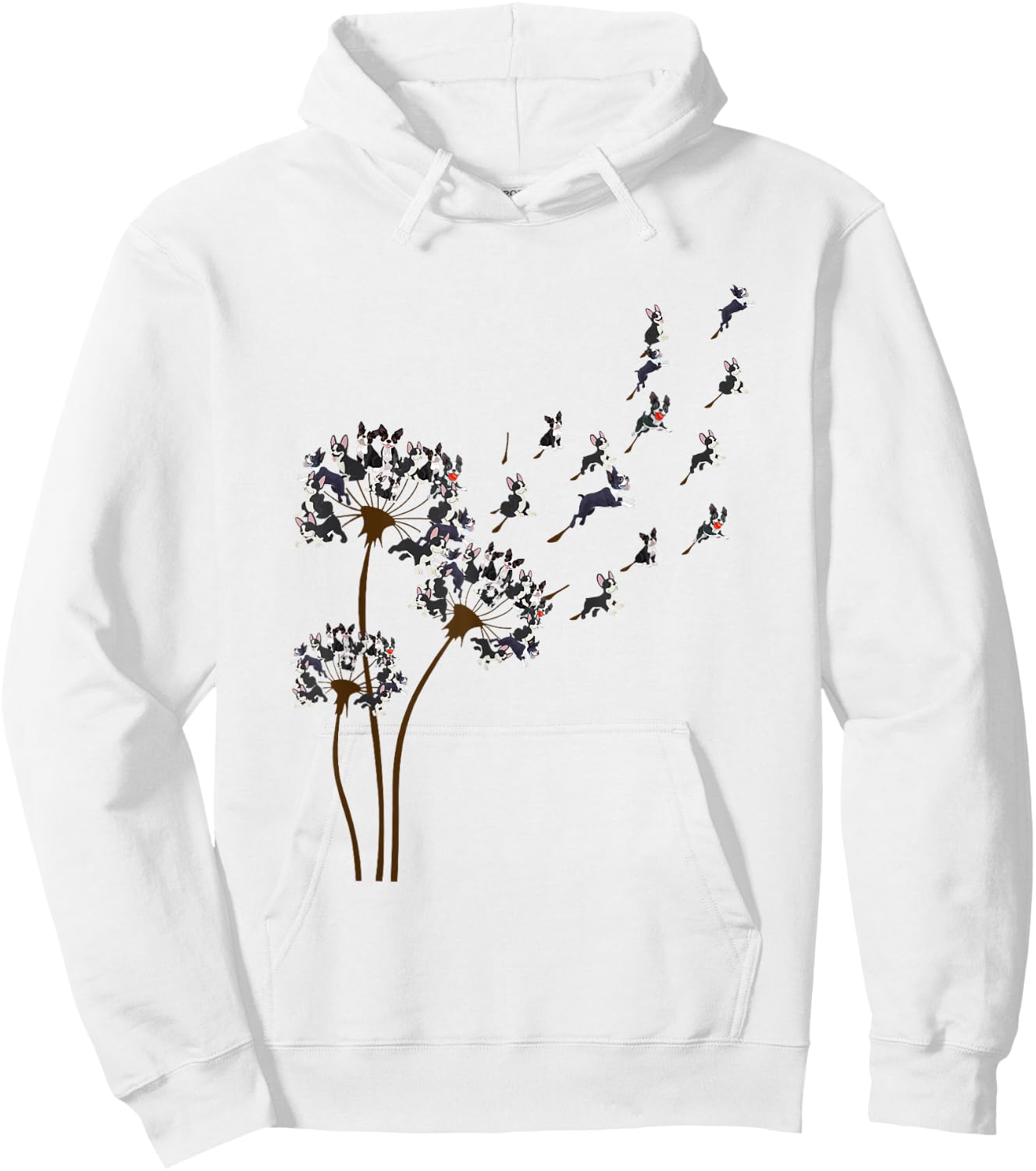 Boston Terrier Flower Fly Dandelion Funny Dog Lover Dog Dad Hoodie - Hoodie | White