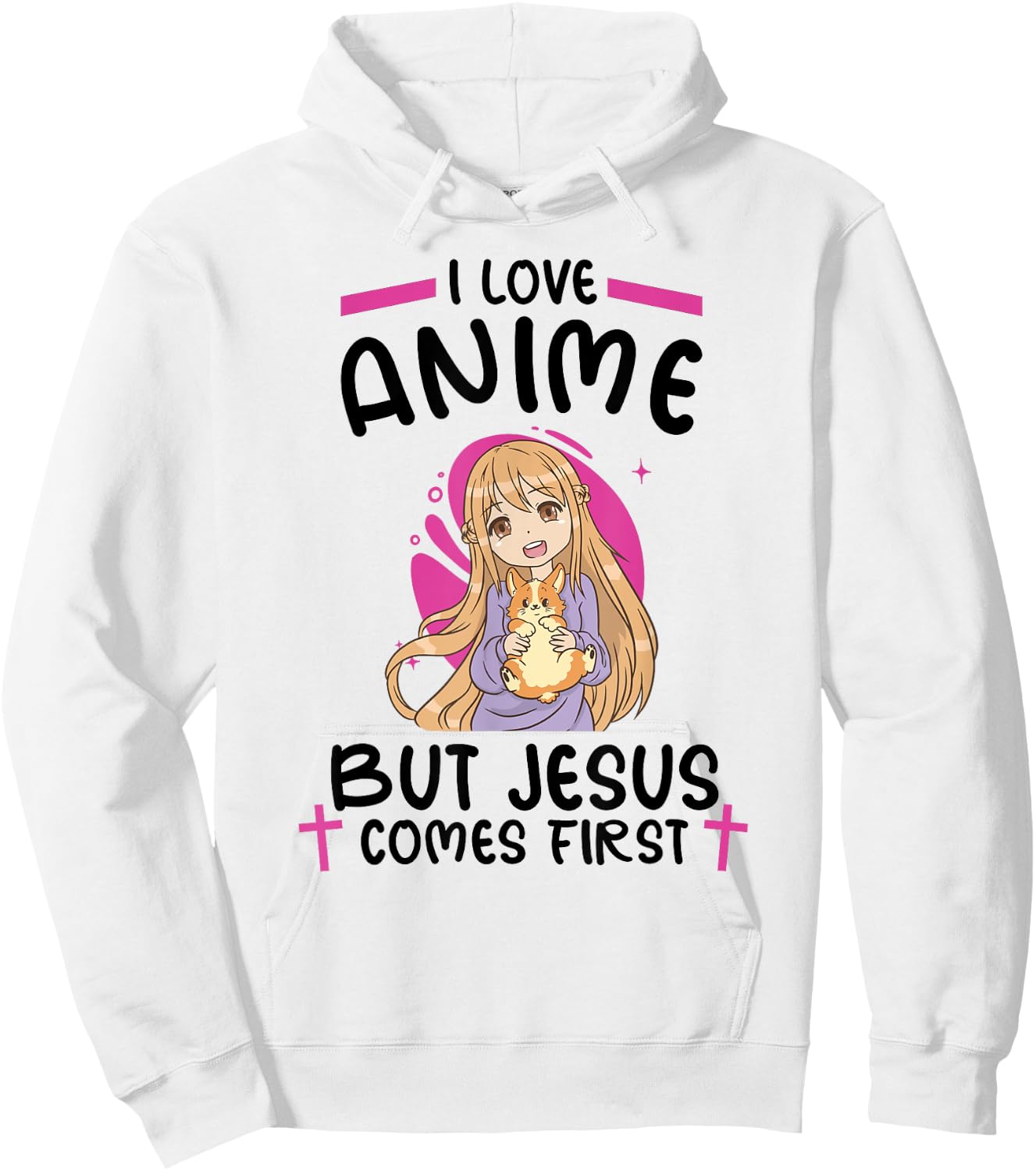 I Love Anime but Jesus Comes First Hoodie - Hoodie | White