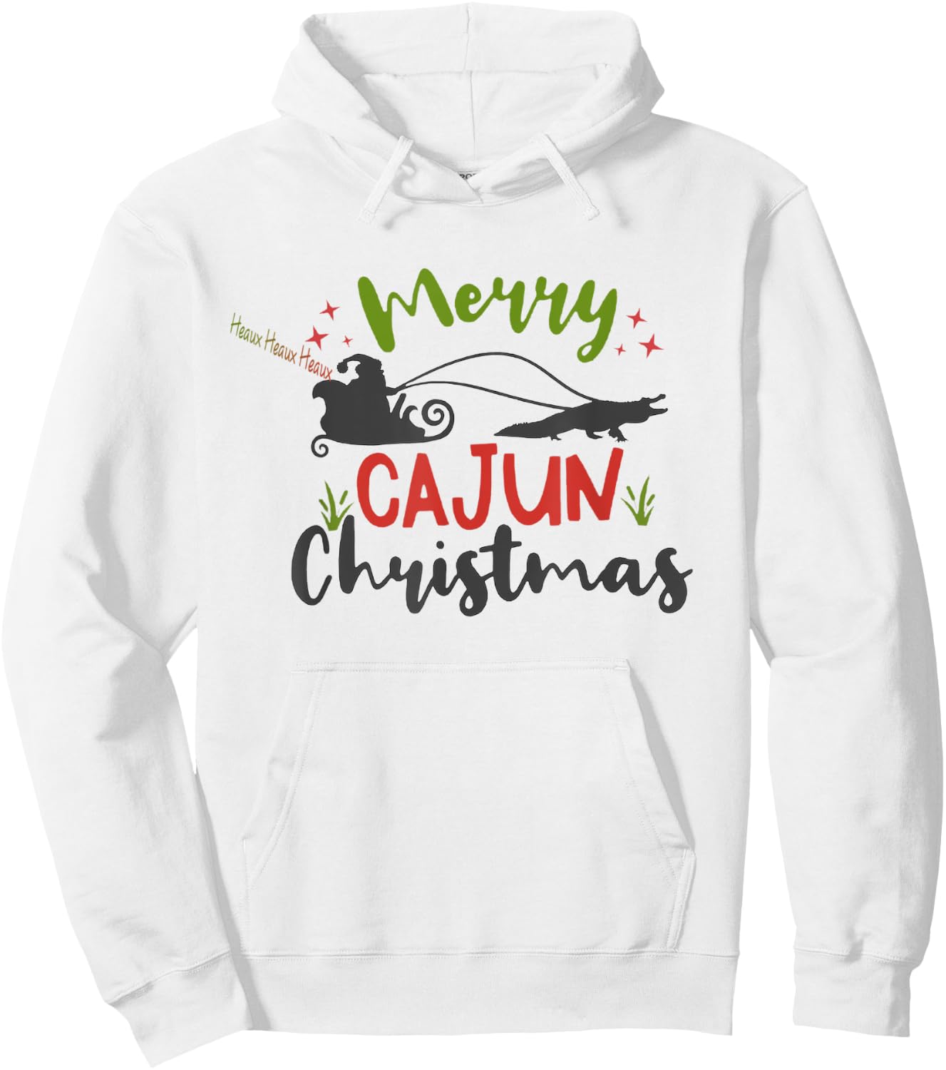Cajun Santa Alligator Heaux Heaux Heaux Christmas X-mas Hoodie - Hoodie | White