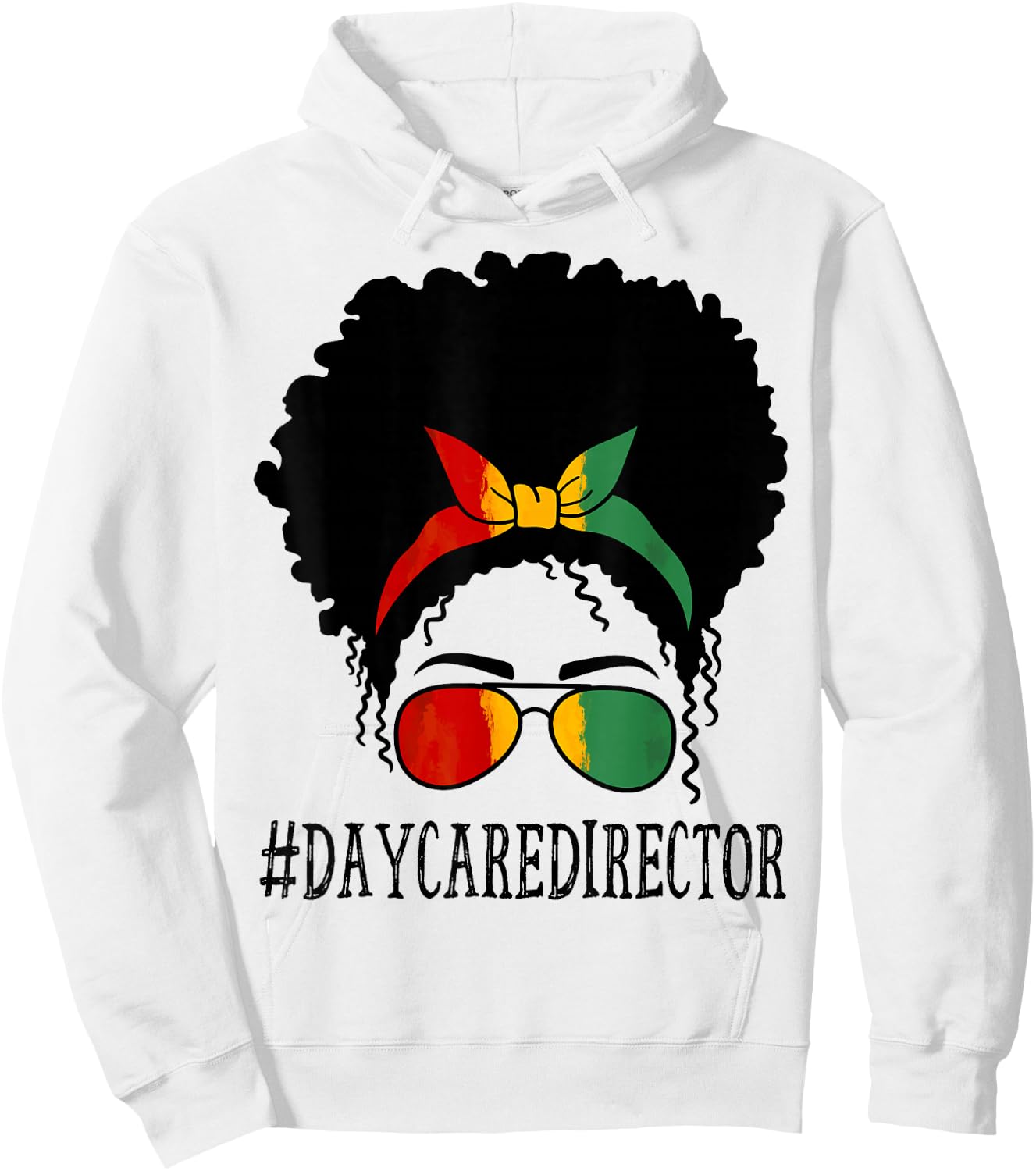 Daycare Director African Women Messy Bun Black History Month Hoodie - Hoodie | White