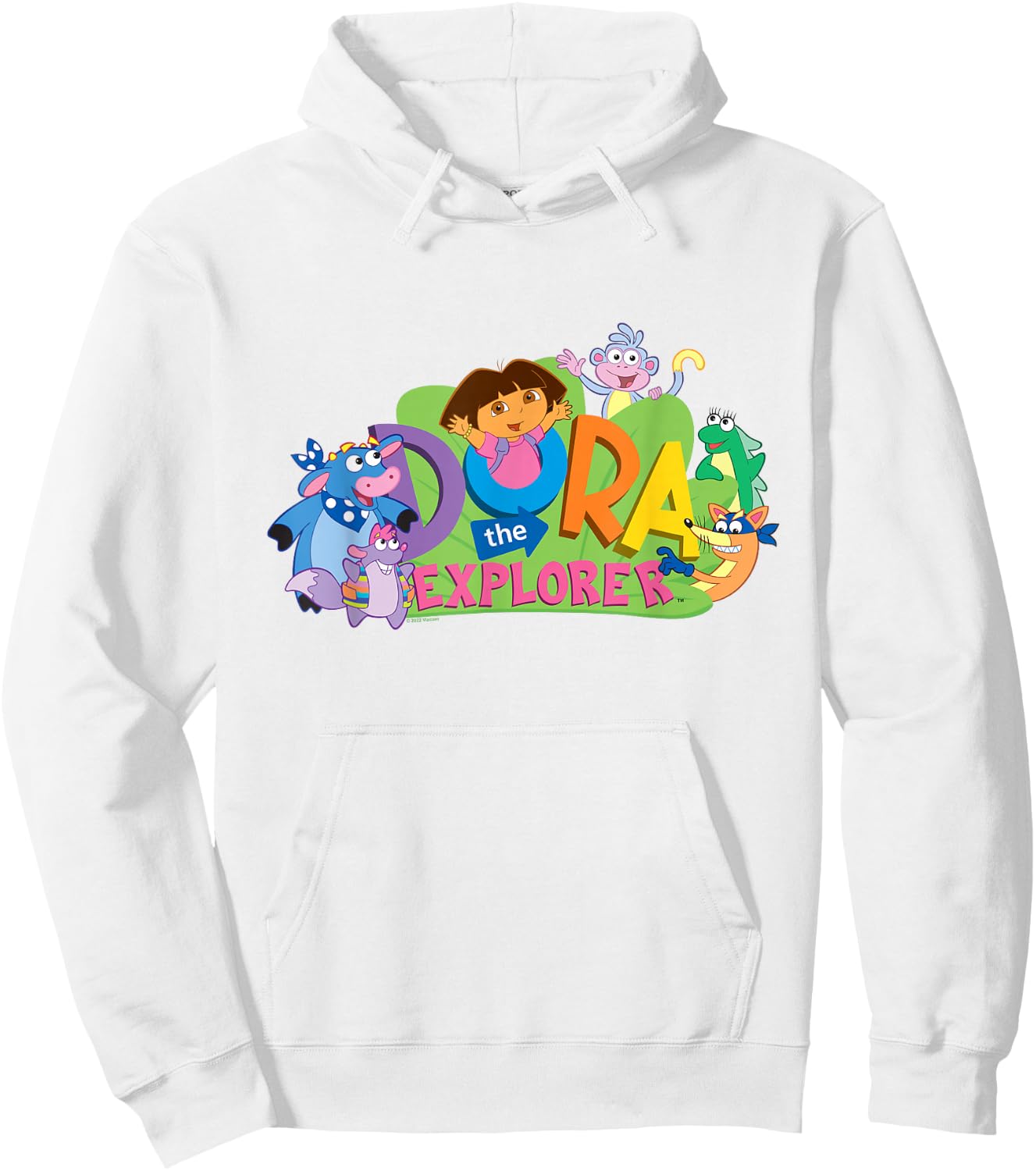 Dora The Explorer Classic Logo with Boots and Swiper Hoodie - Hoodie | White