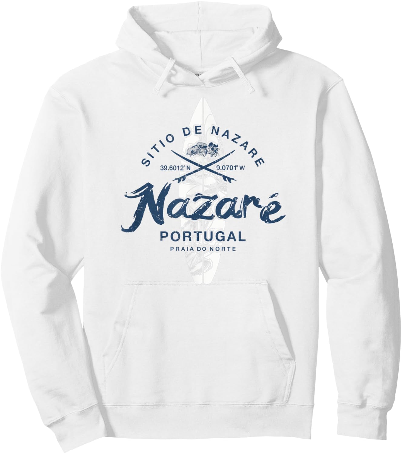 Nazare Portugal Praia do Norte Surfing Vintage Hoodie - Hoodie | White