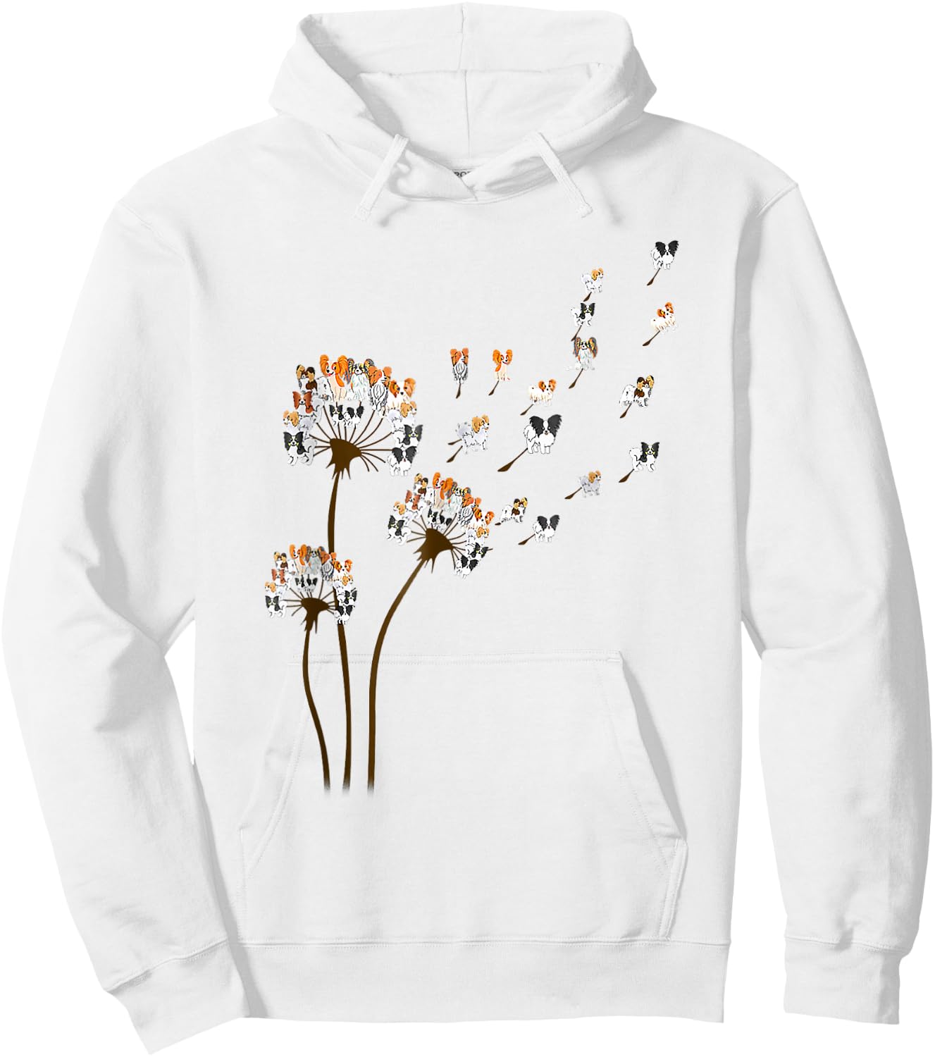 Papillon Dogs Flower Fly Dandelion Shirt Dog Mama Dog Lover Hoodie - Hoodie | White