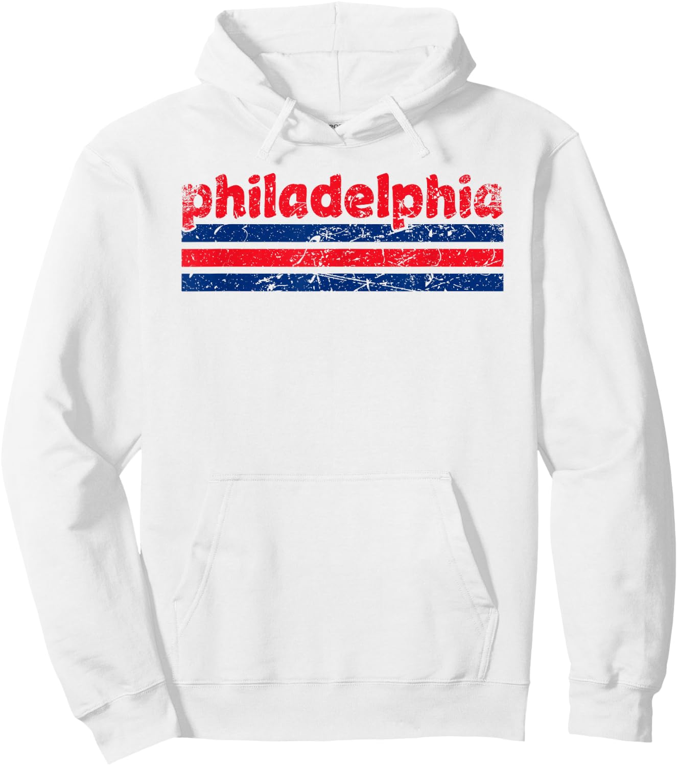 Philadelphia Pennsylvania Three Stripe Vintage Weathered Hoodie - Hoodie | White