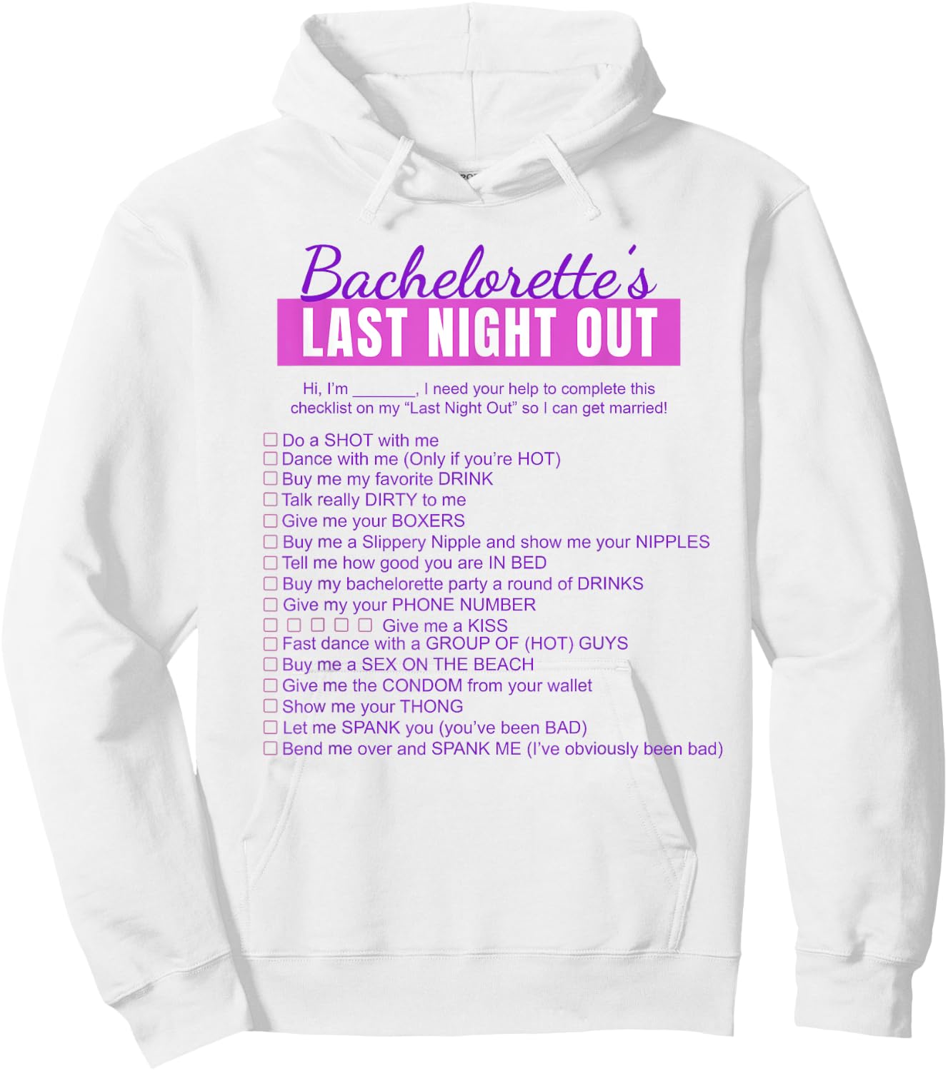 Bachelorette Scavenger Hunt Checklist Hoodie - Hoodie | White