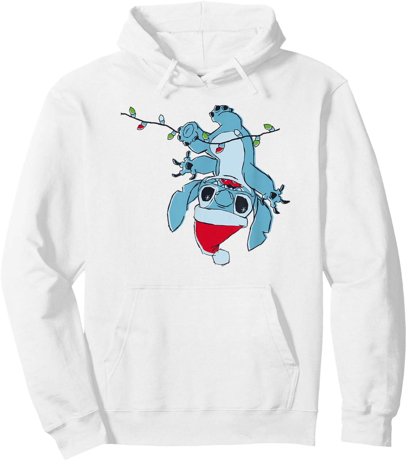 Disney Lilo & Stitch Christmas Lights Upside Down Stitch Hoodie - Hoodie | White