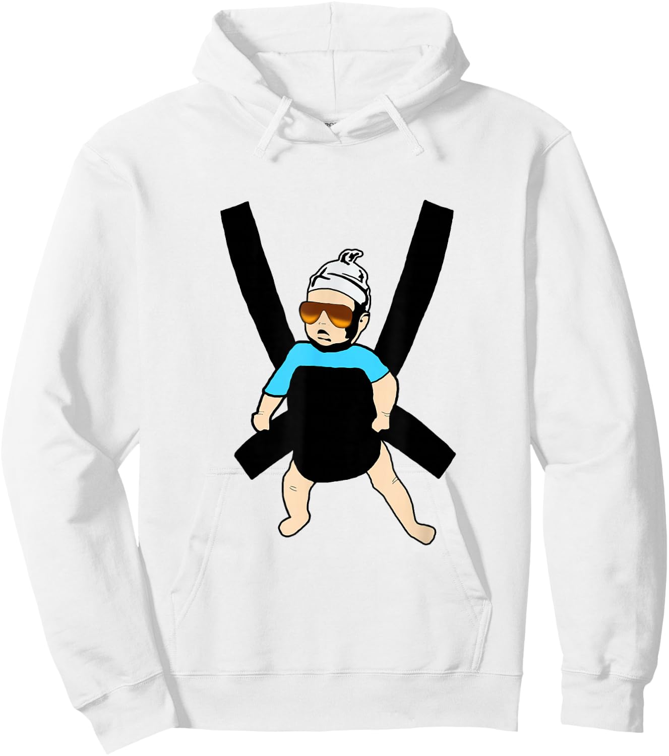 Carlos - Hangover Baby with Sunglasses in a Strap Hoodie - Hoodie | White