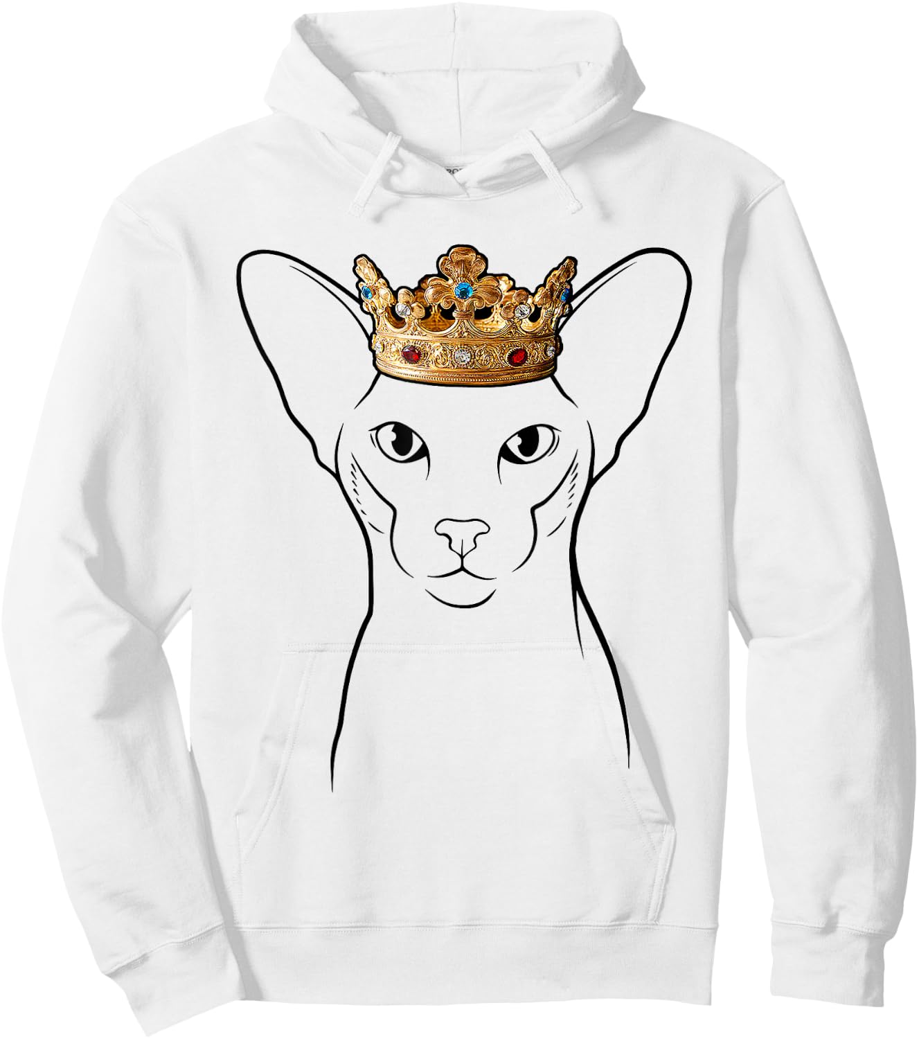 Oriental Cat Wearing Crown Hoodie - Hoodie | White