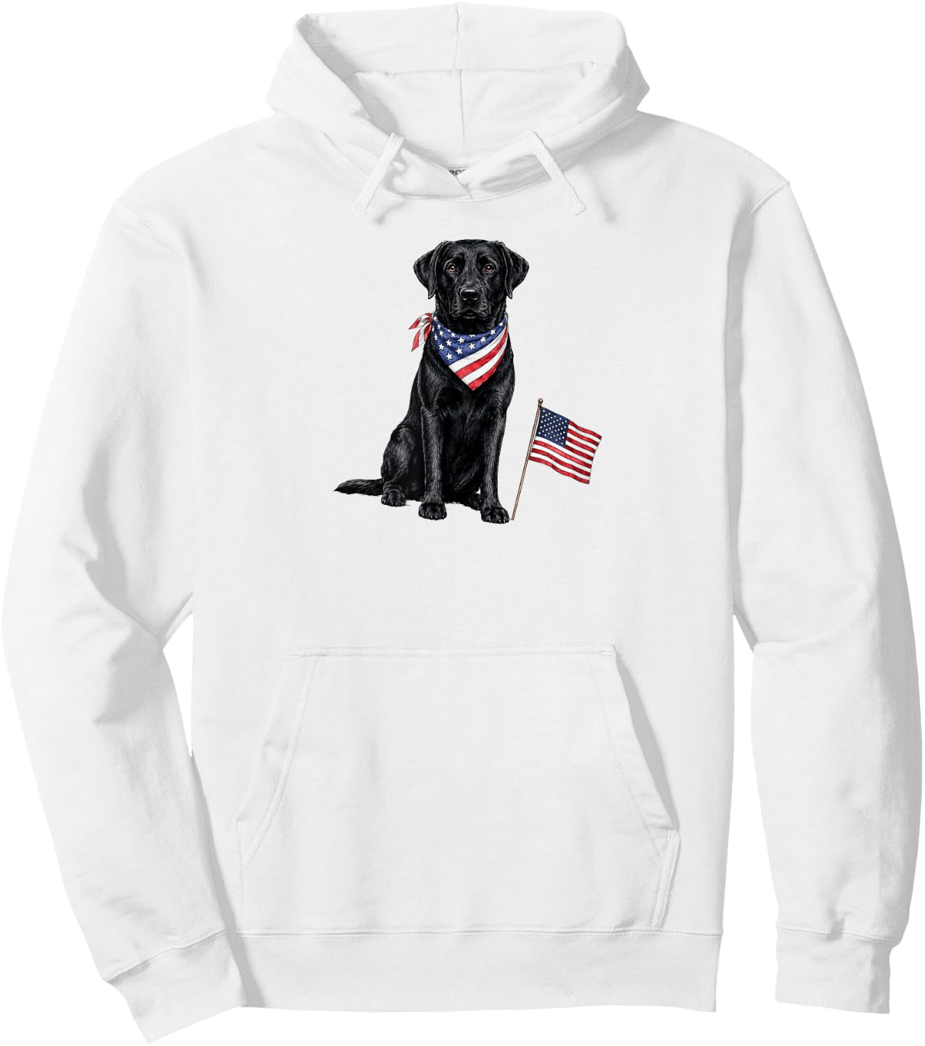 Black Labrador American Flag 4th of July Hoodie - Hoodie | White