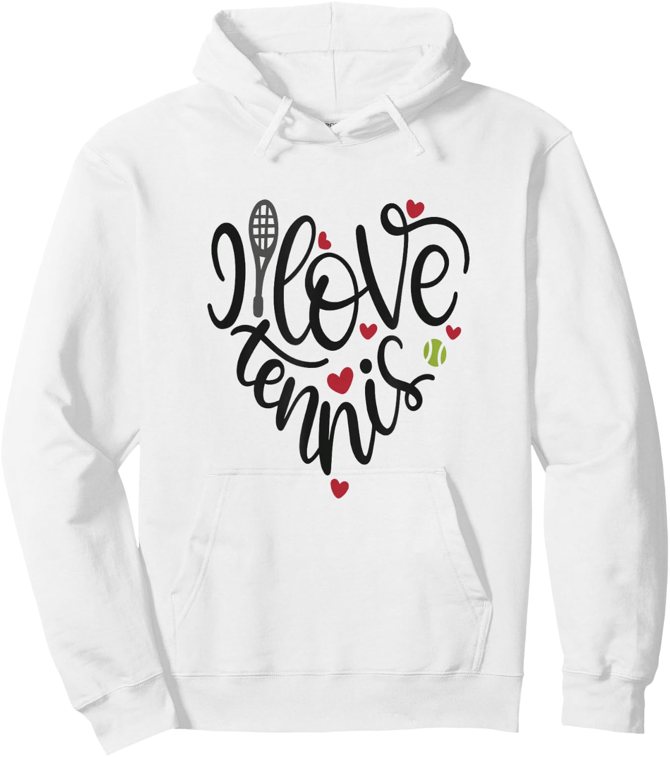 I Love Tennis Shirt Girly School Team Coach Player Heart Hoodie - Hoodie | White