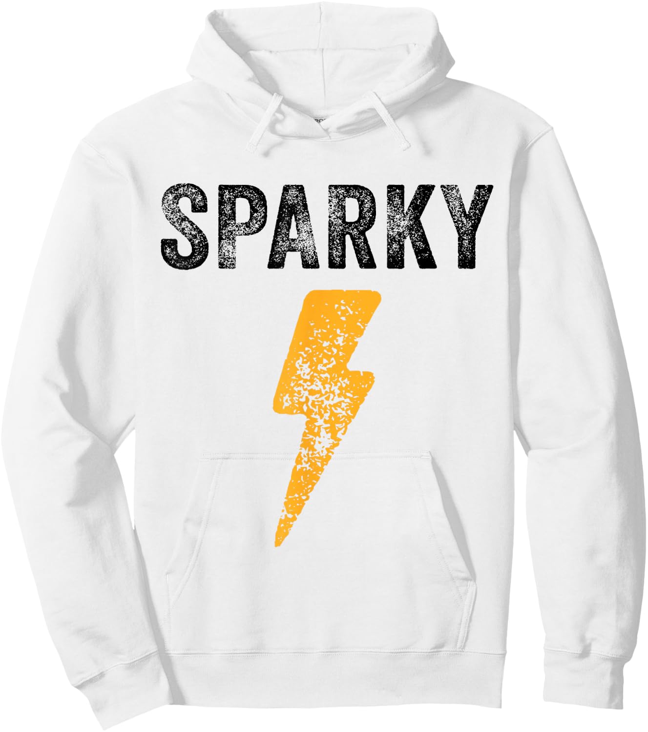 Electrician Funny Sparky Nickname Lightning Bolt Distressed Hoodie - Hoodie | White
