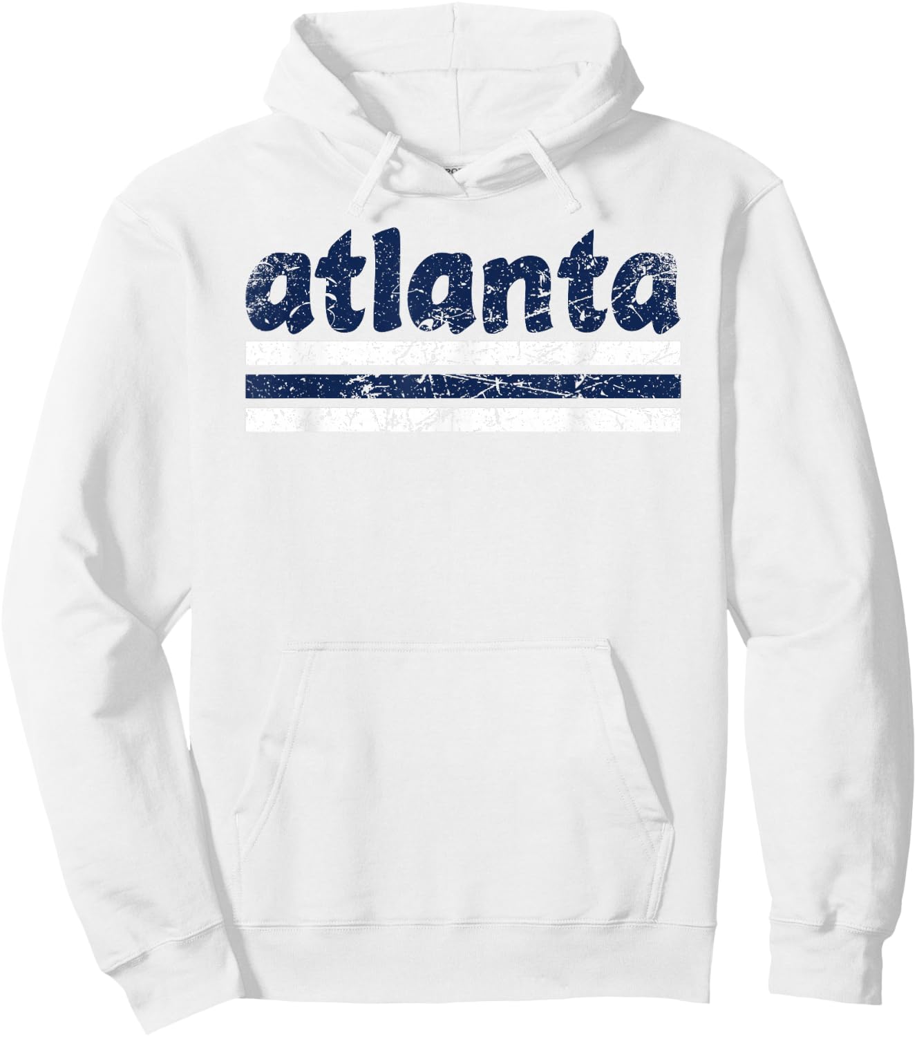 Atlanta Georgia Three Stripe Vintage Weathered Hoodie - Hoodie | White