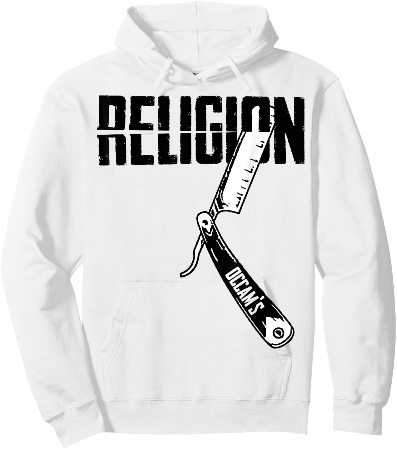 Funny Occam's Razor Cutting Through Religion Bullshit Black Hoodie - Hoodie | White