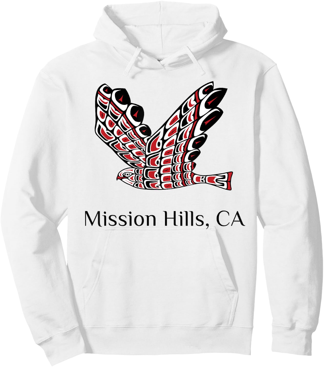 Mission Hills California Red Tail Hawk Native American Hoodie - Hoodie | White