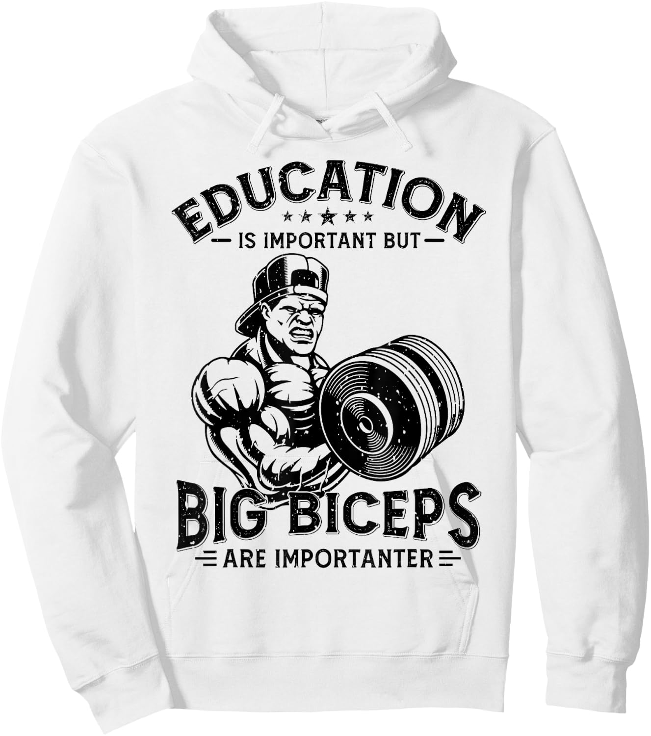 Education Is Important But Big Biceps Are Importanter Gym Hoodie - Hoodie | White