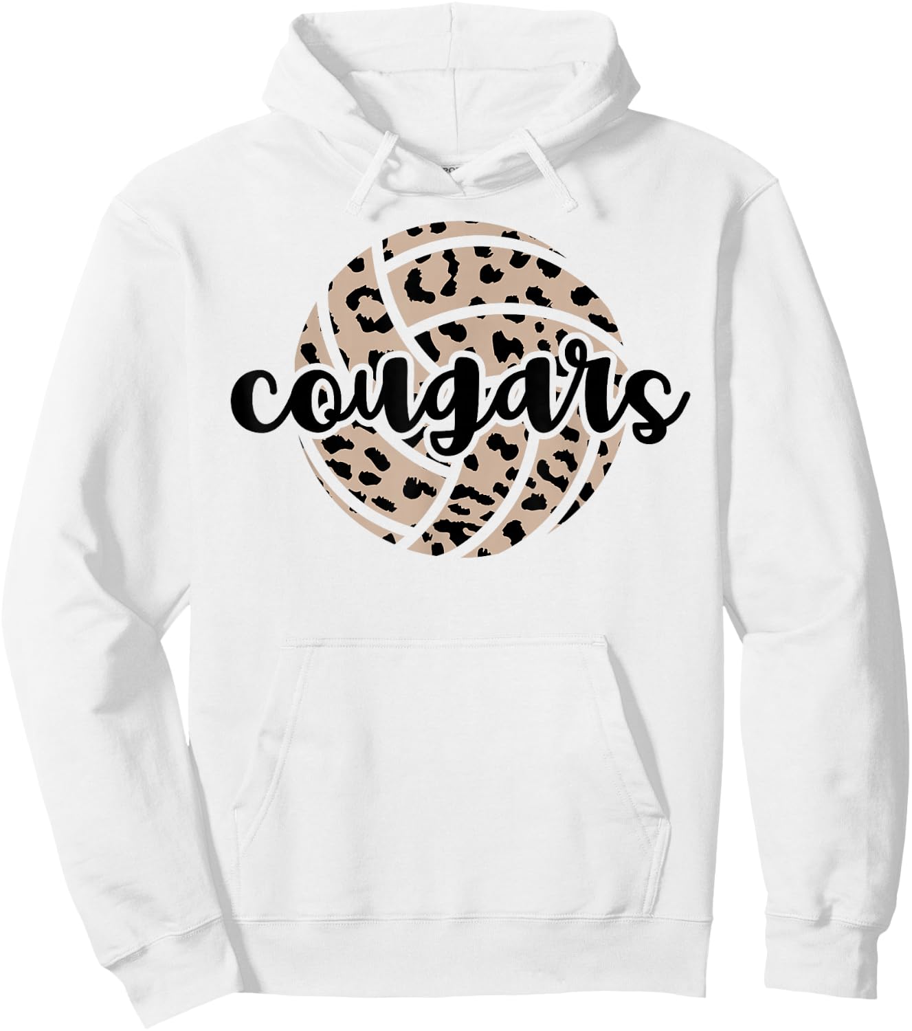 Cougars Volleyball Team Cheetah Mascot School Spirit Game Hoodie - Hoodie | White