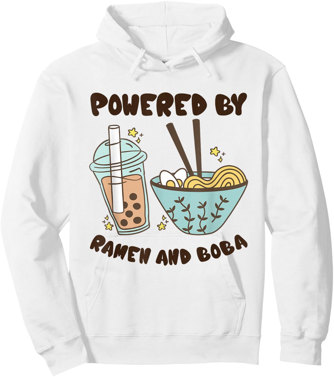 Powered By Ramen And Boba Tea Japanese Food Anime Hoodie - Hoodie | White