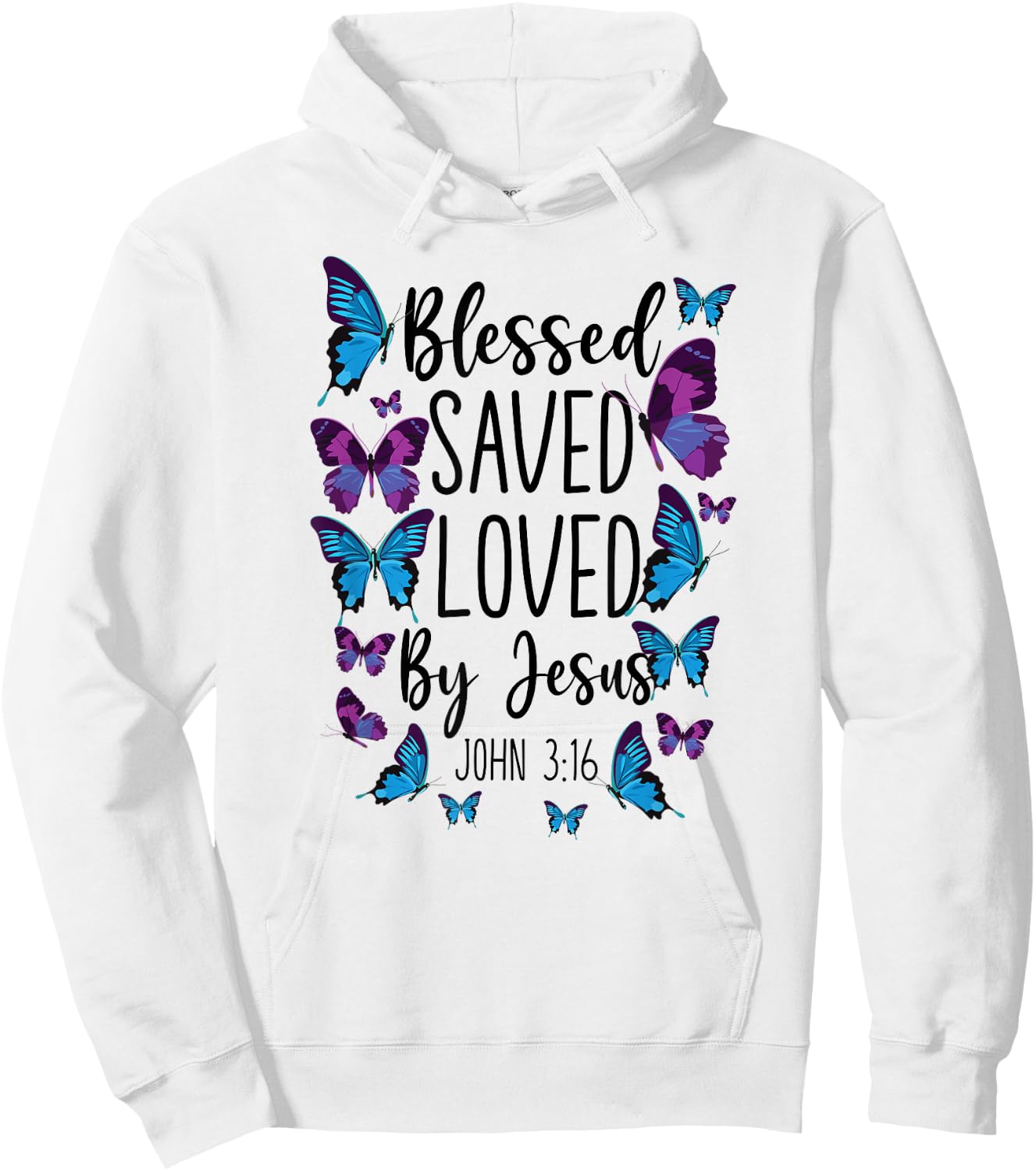 Christian Bible Verse Quote Butterfly John 3:16 Hoodie - Hoodie | White