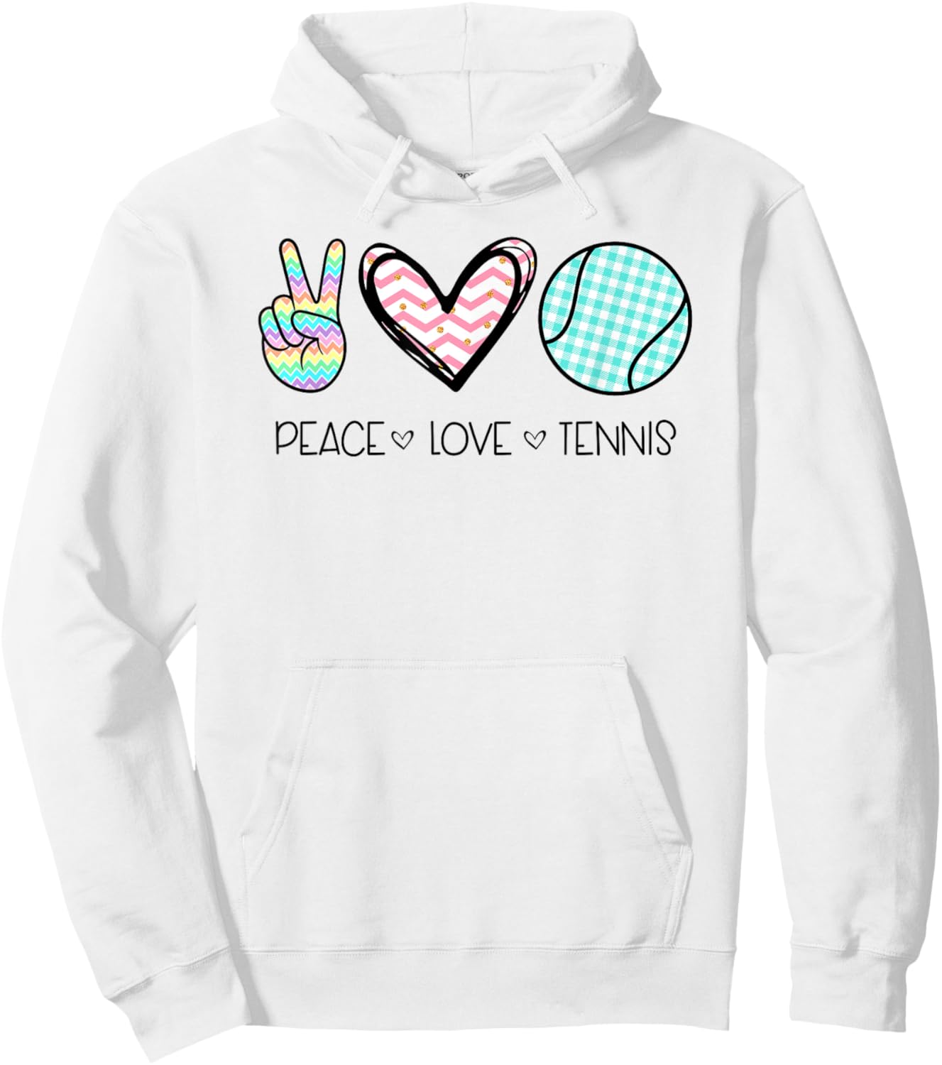 Peace Love Tennis Cute Design Teen Girls Hoodie - Hoodie | White