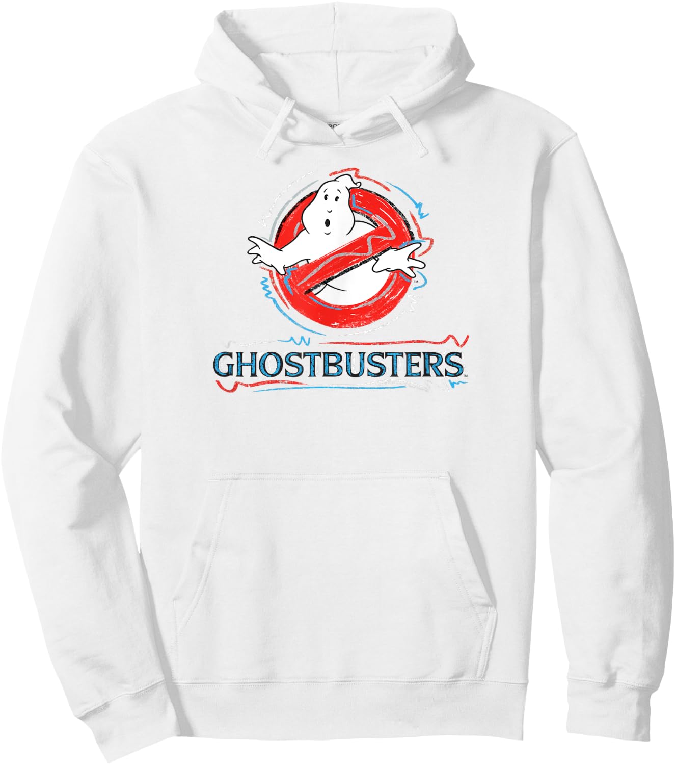 Ghostbusters No Ghost Scribbles Logo Funny Retro Movie Hoodie - Hoodie | White