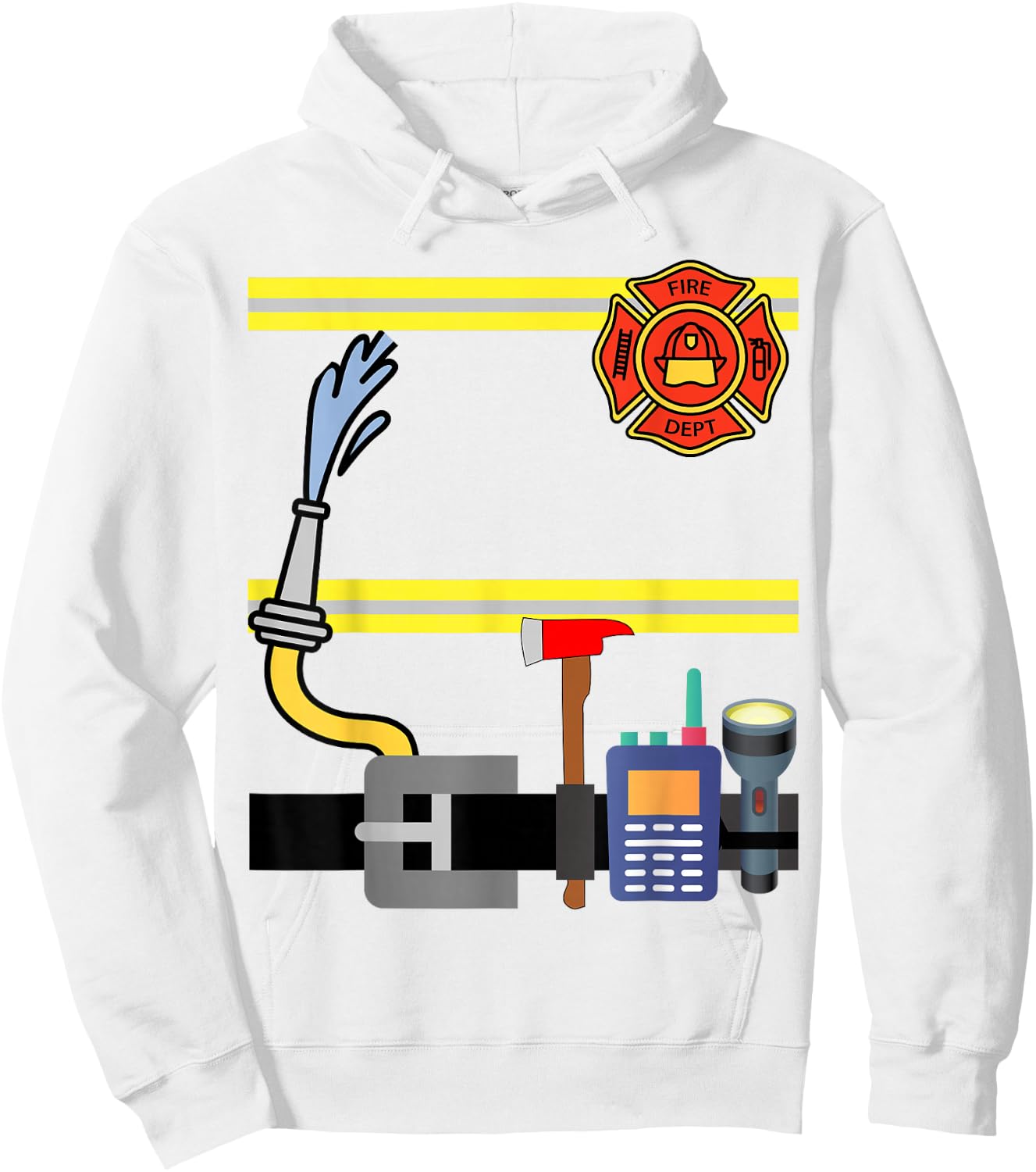 Boys Girl Men Kid Women's Fireman Firefighter Lazy Costume Hoodie - Hoodie | White