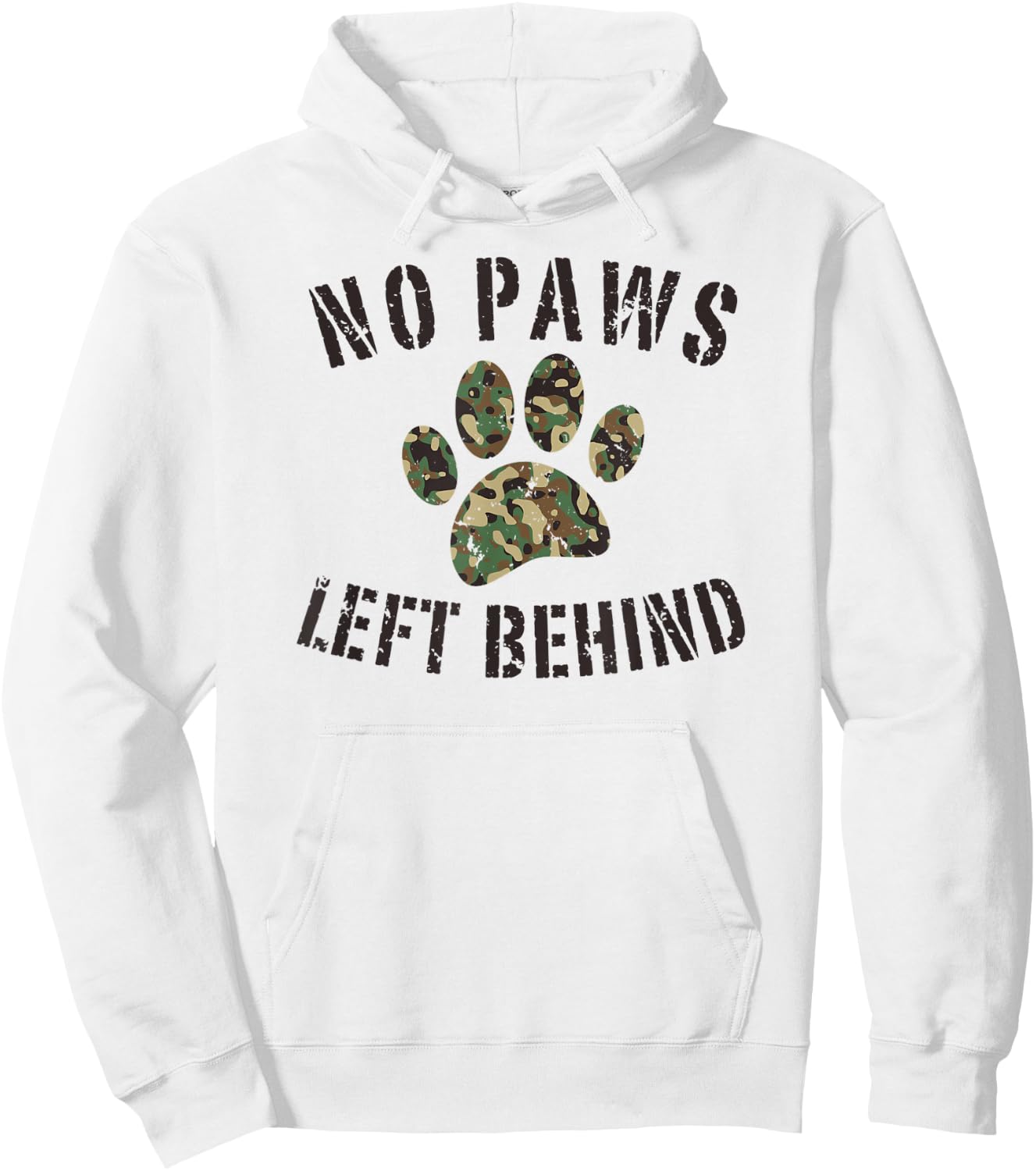 No Paws Left Behind Camo Paw Print Military Service Dogs Hoodie - Hoodie | White