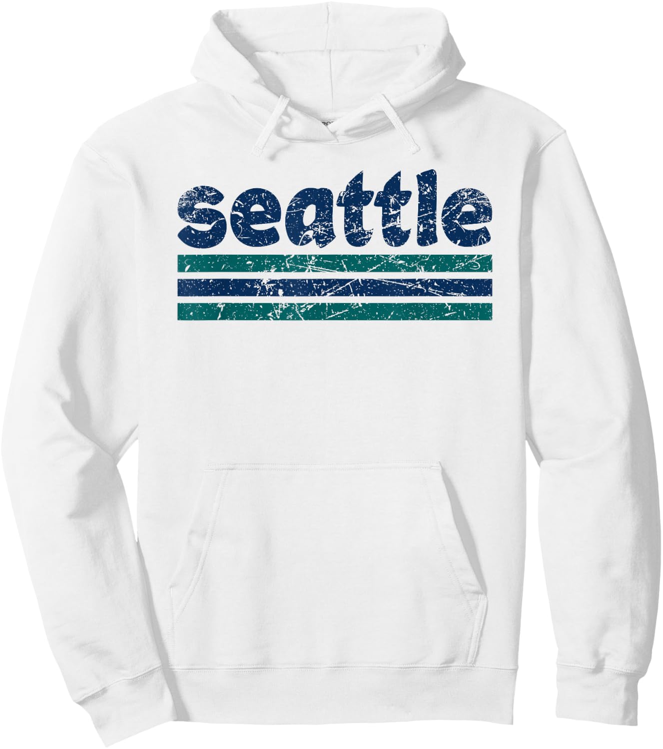 Seattle Washington Three Stripe Vintage Weathered Hoodie - Hoodie | White
